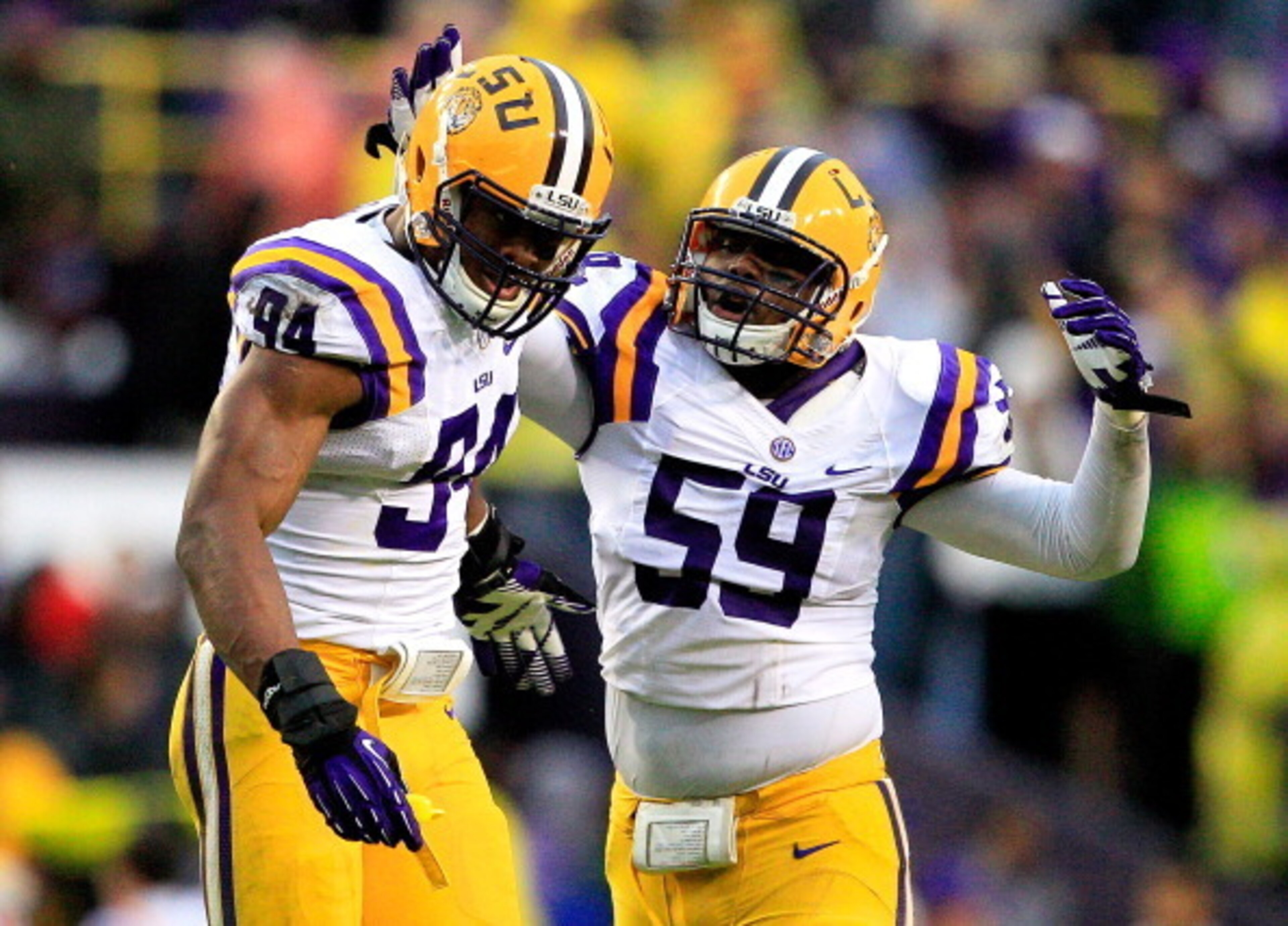 LSU defensive ends Danielle Hunter (left) and Jermauria Rasco (right)