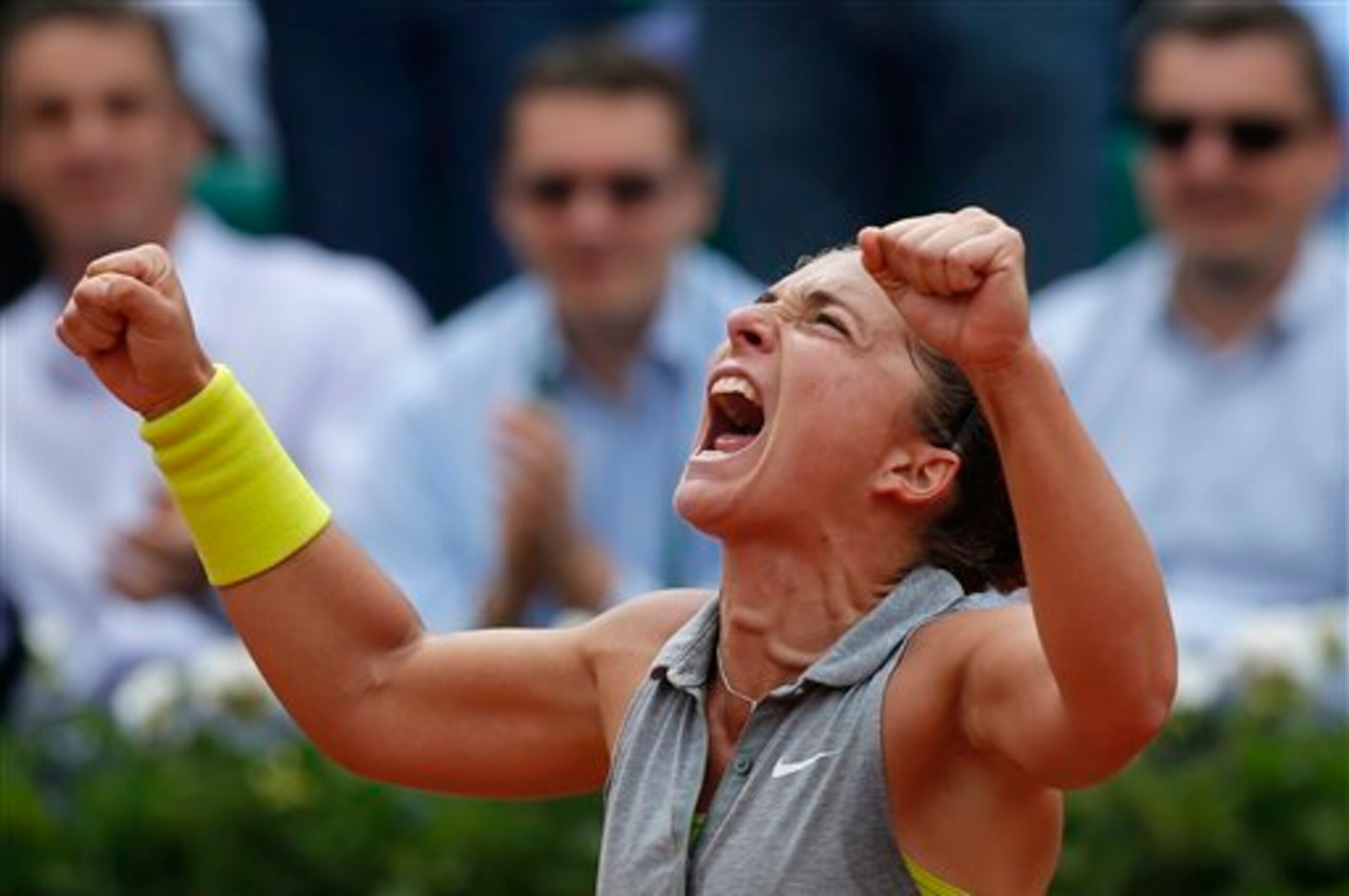 Sara Errani celebrates French Open victory over Jelena Jankovic. Sara Errani celebrates French Open victory over Jelena Jankovic.
