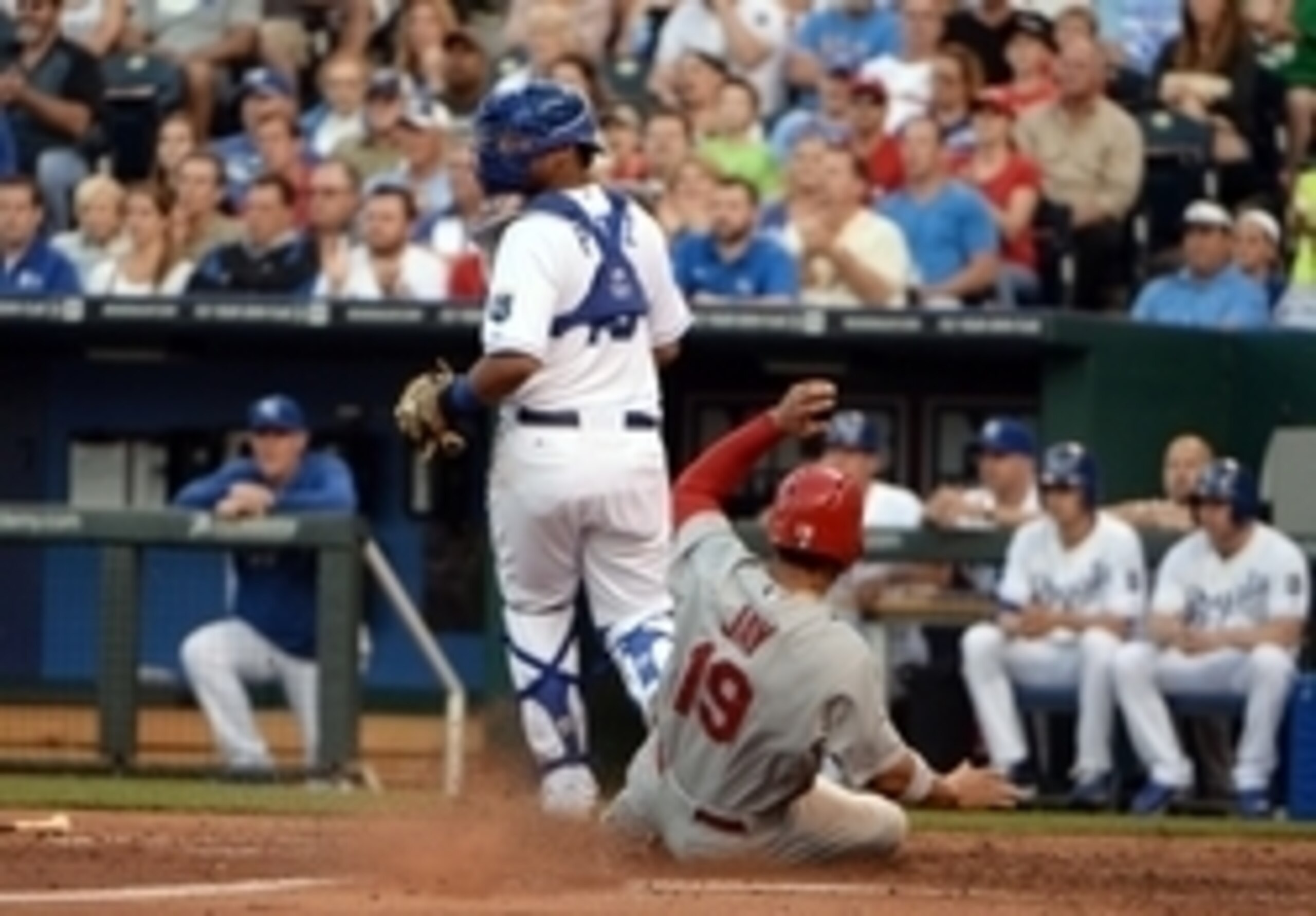 Cardinals outfielder Jon Jay slides safely into home against the Royals on June 5.