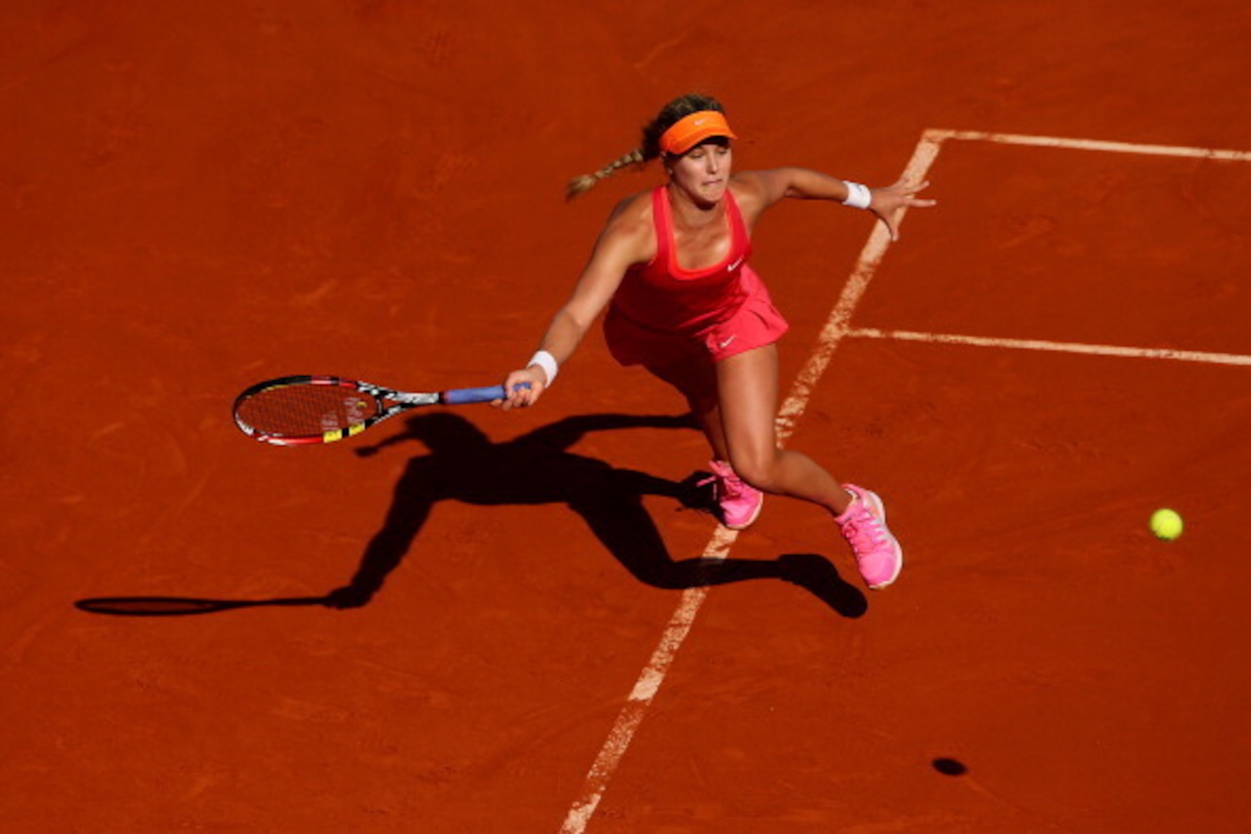 Eugenie Bouchard in her semifinals match at the French Open. Eugenie Bouchard in her semifinals match at the French Open.
