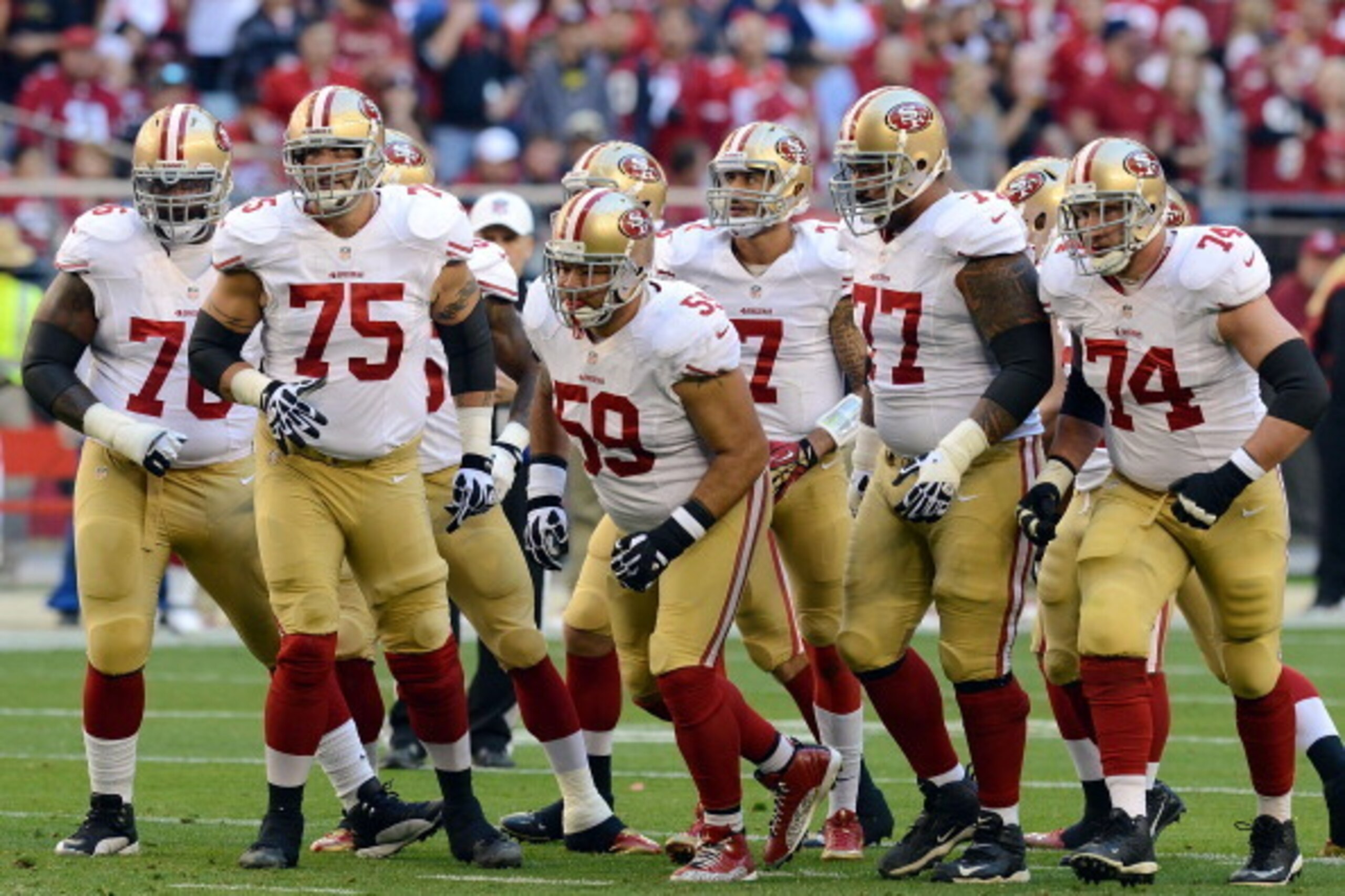 Minus No. 59, the San Francisco 49ers' offensive line is the best in football. But is it tops among the team's positional units?