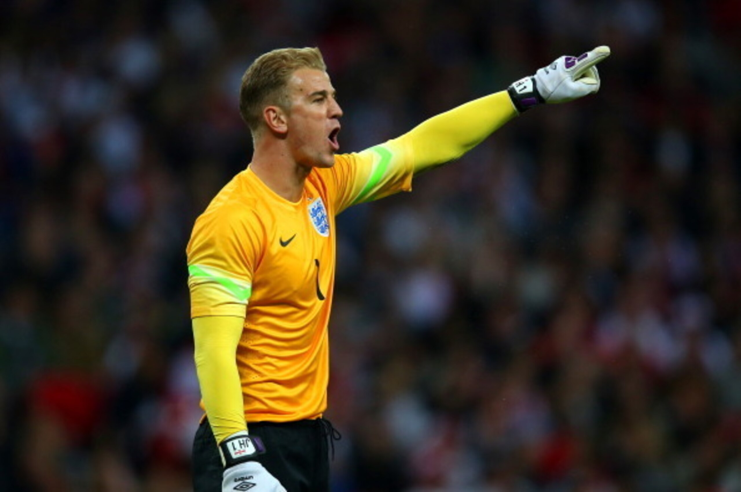 Joe Hart playing for England against Peru in May.