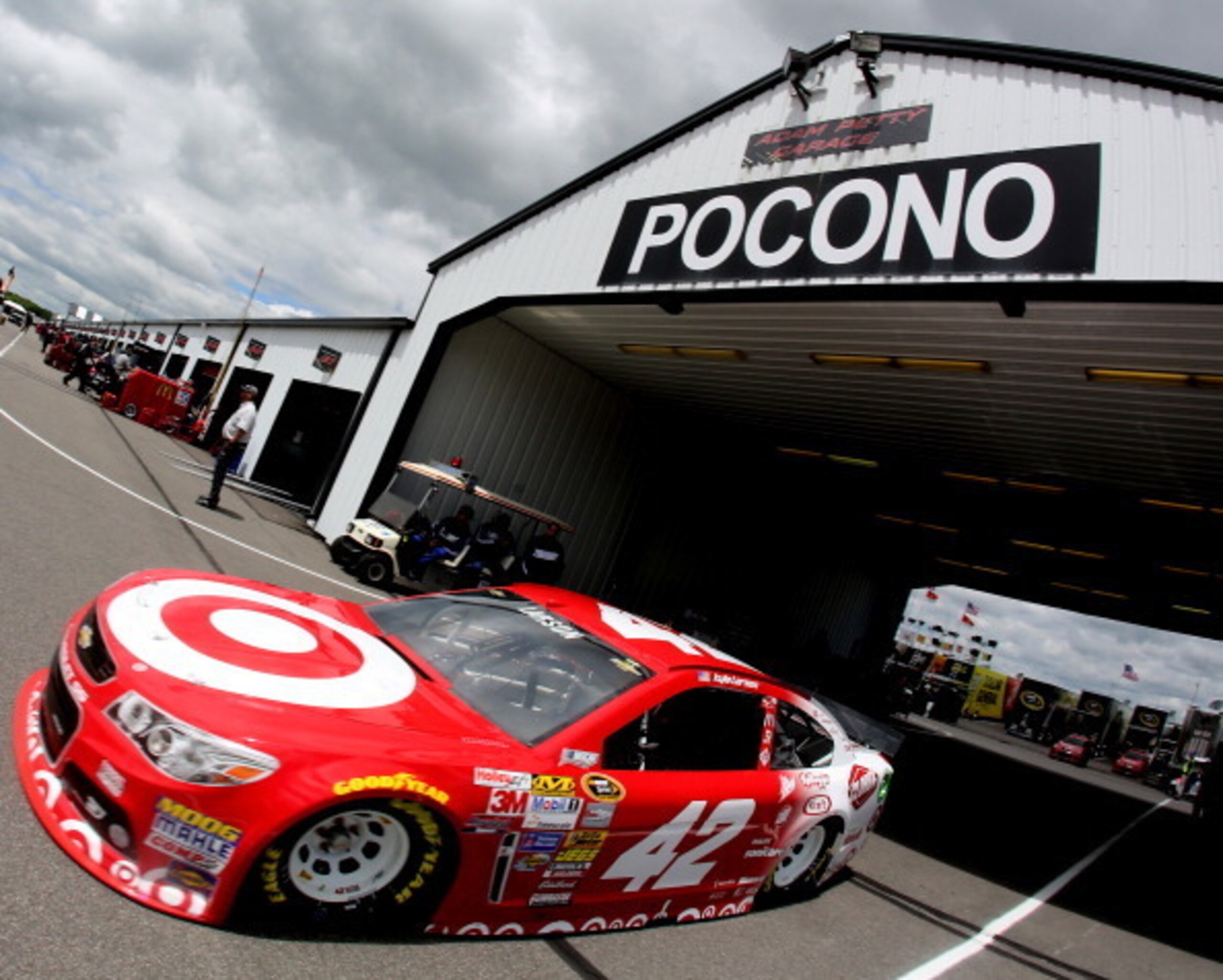 Rookie Kyle Larson continued to make positive strides in his No. 42 Chevrolet at Pocono. Rookie Kyle Larson continued to make positive strides in his No. 42 Chevrolet at Pocono.