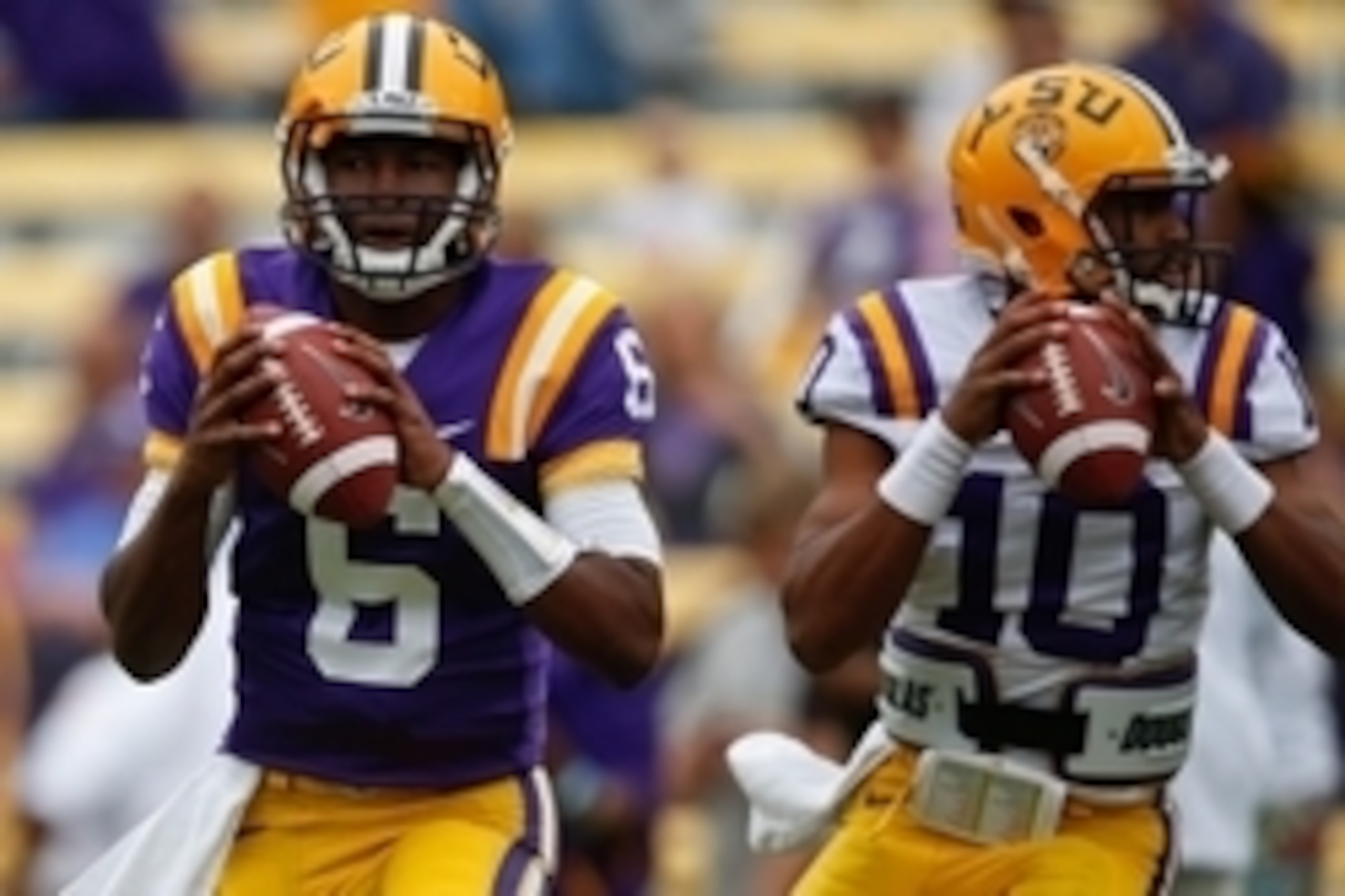 LSU quarterbacks Brandon Harris and Anthony Jennings