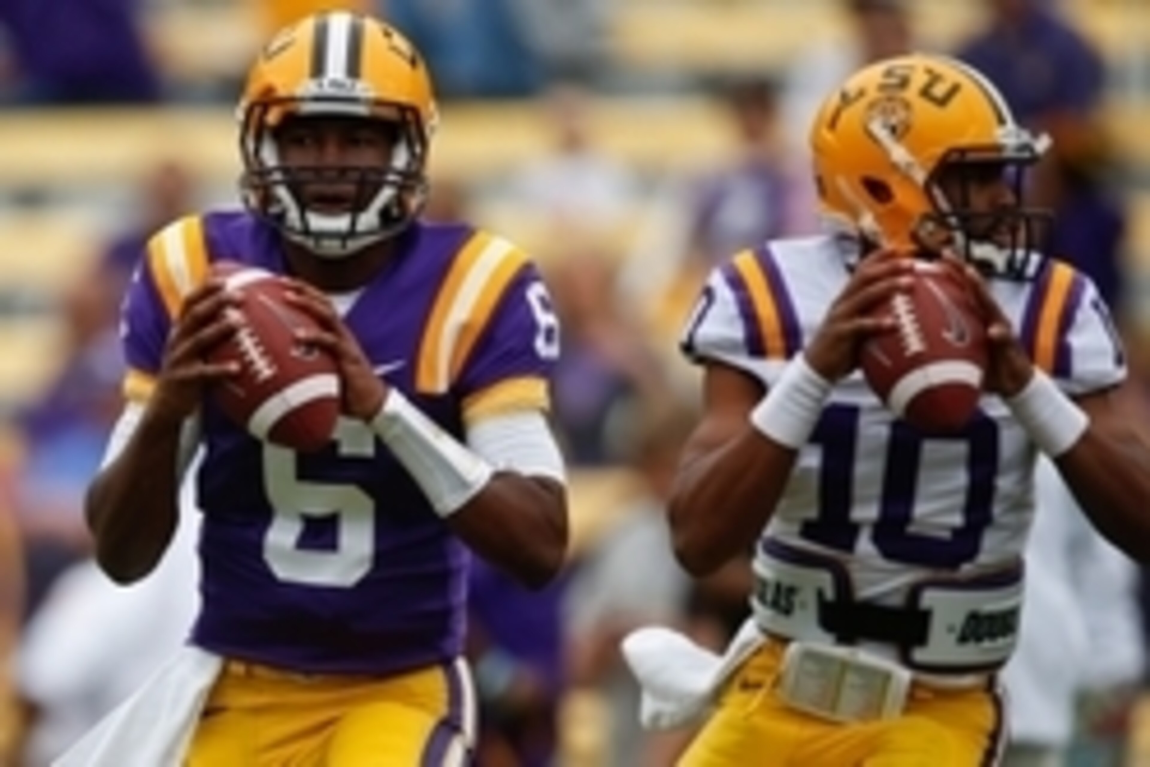 LSU quarterbacks Brandon Harris and Anthony Jennings