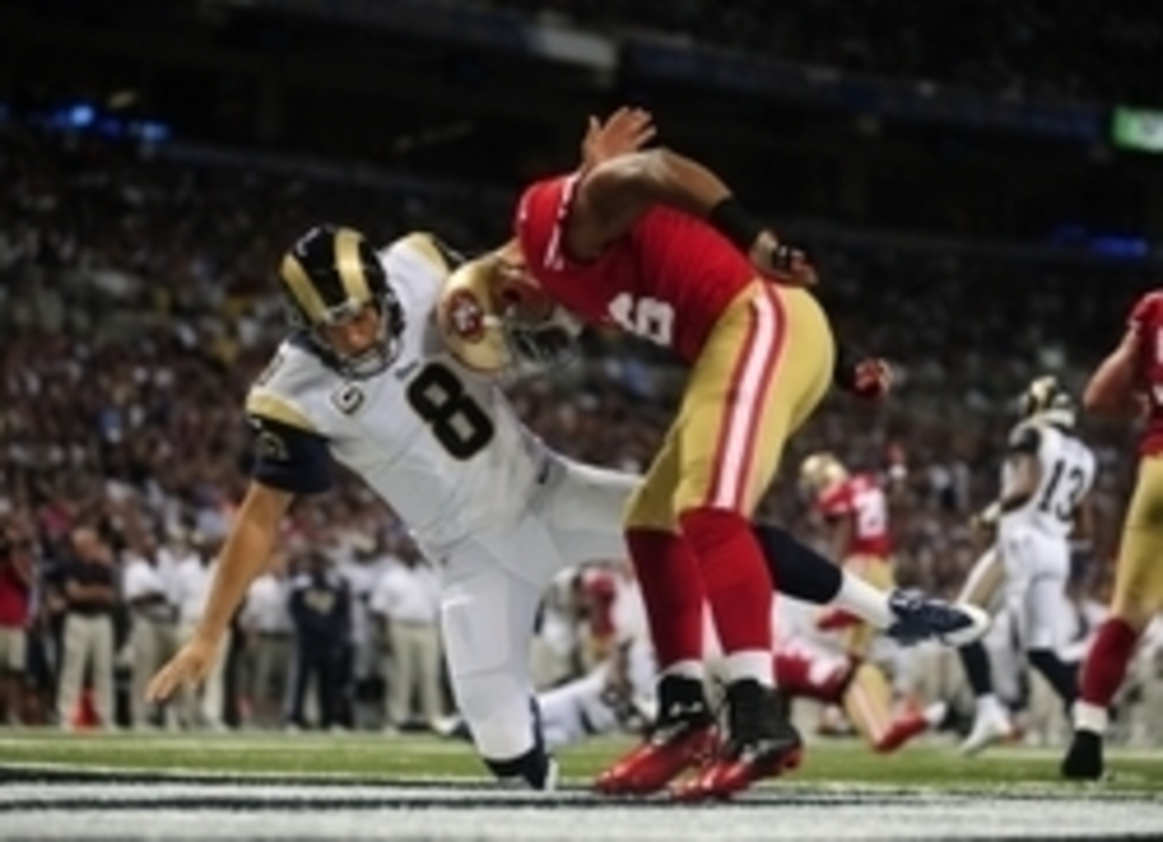 Rams quarterback Sam Bradford can expect more of the same from Niners OLB Corey Lemonier.