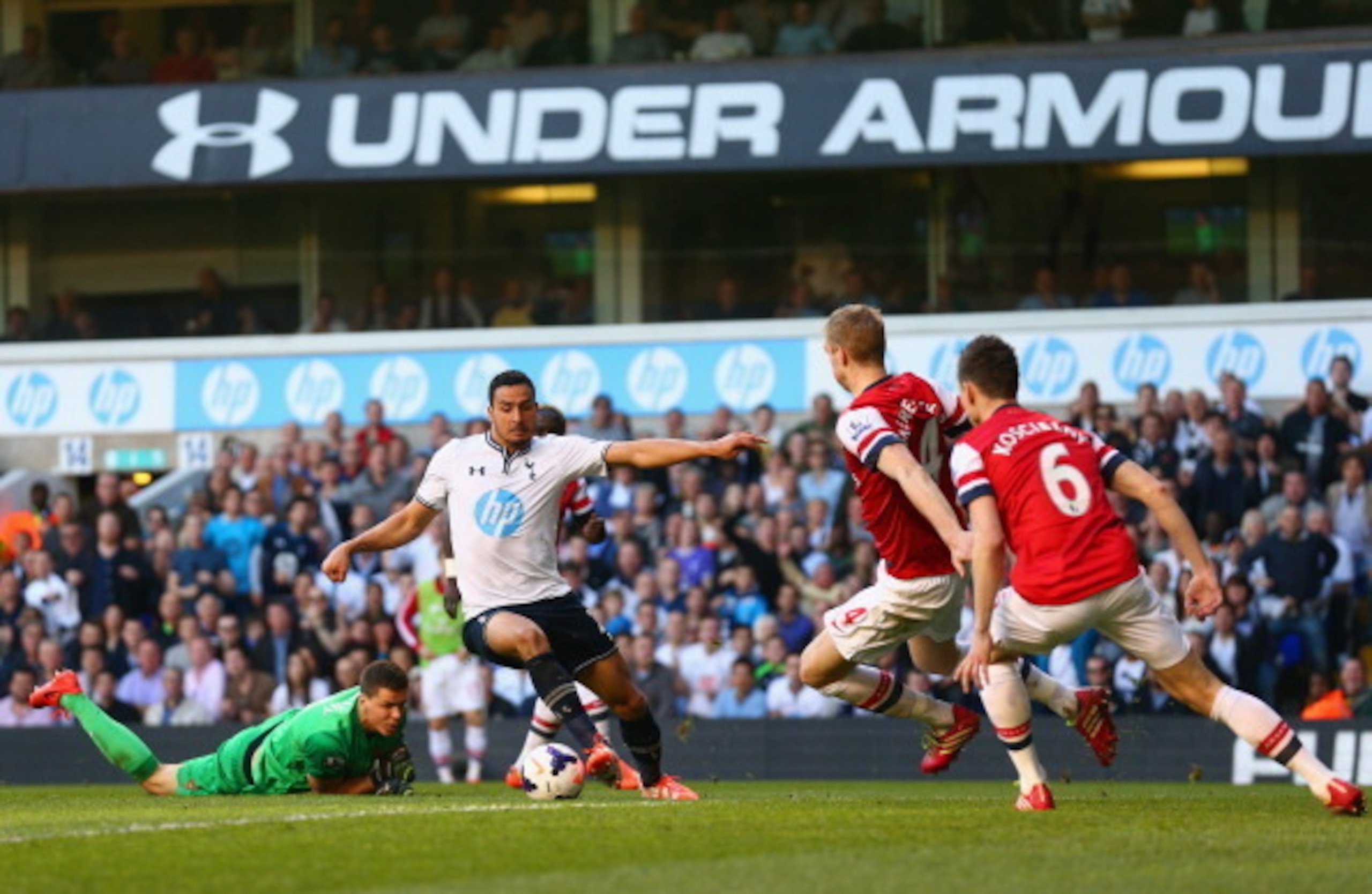 Nacer Chadli went close to scoring an equaliser at home to Arsenal in March.