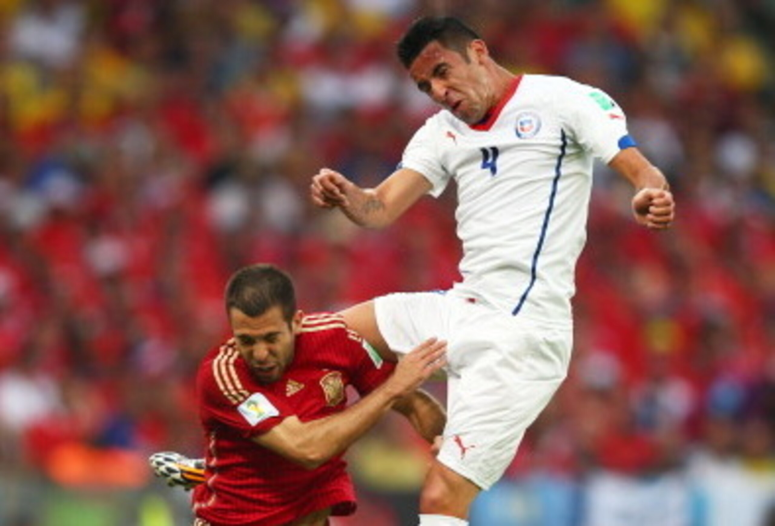 Jordi Alba was dominated throughout the game against Chile.