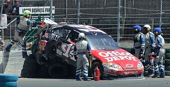 Tony Stewart doesn't usually end up like this on a road course, but he did at Sonoma in 2011.