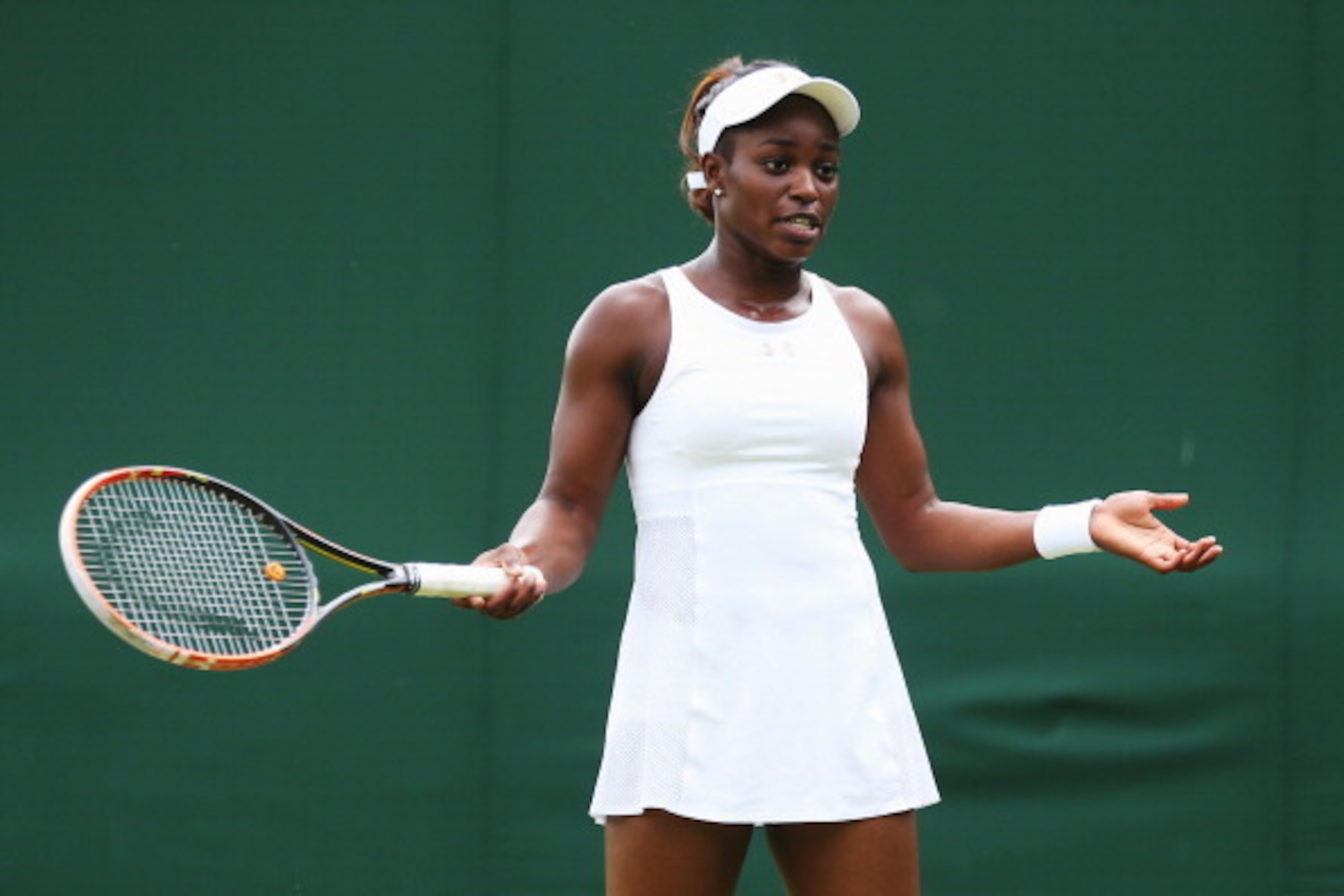 Sloane Stephens in a see-through dress in the first round of Wimbledon.