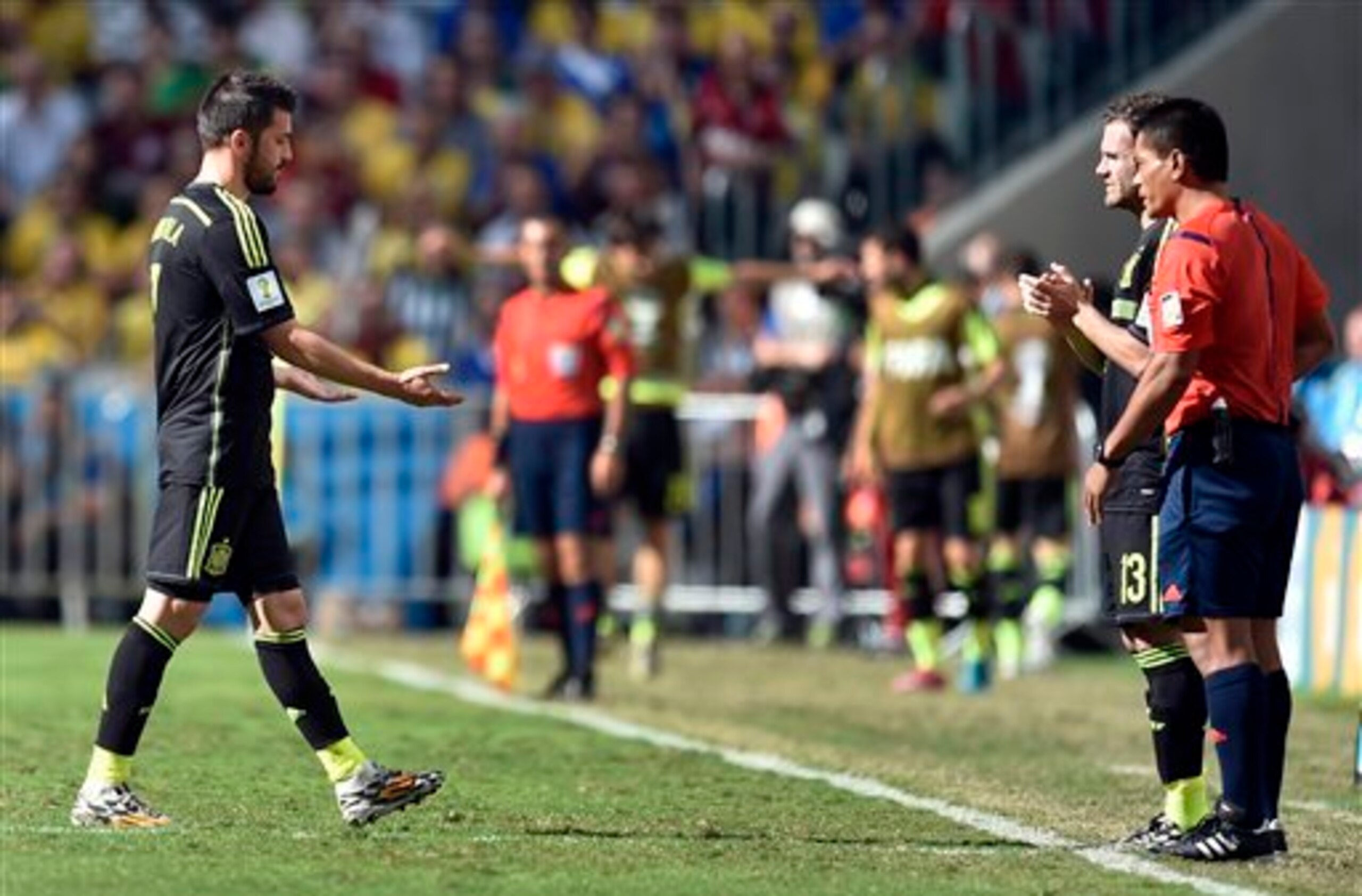 David Villa was subbed off.