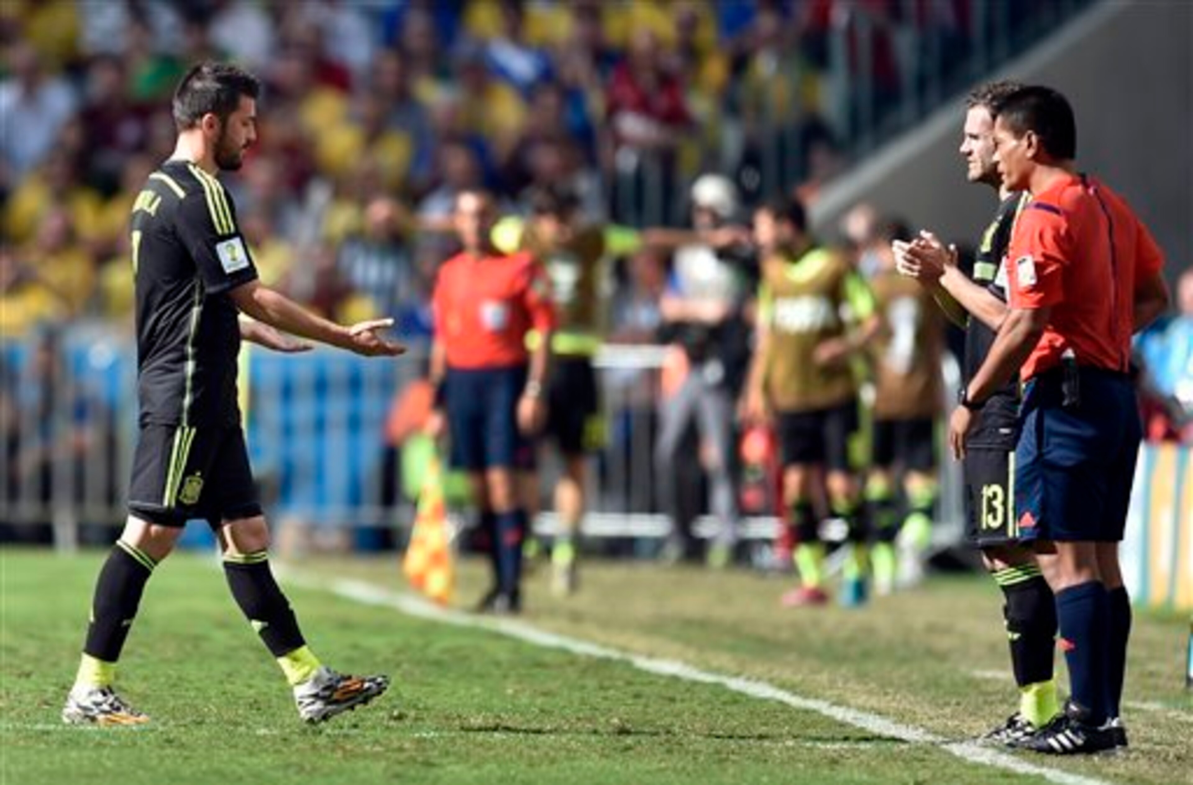 David Villa was subbed off.