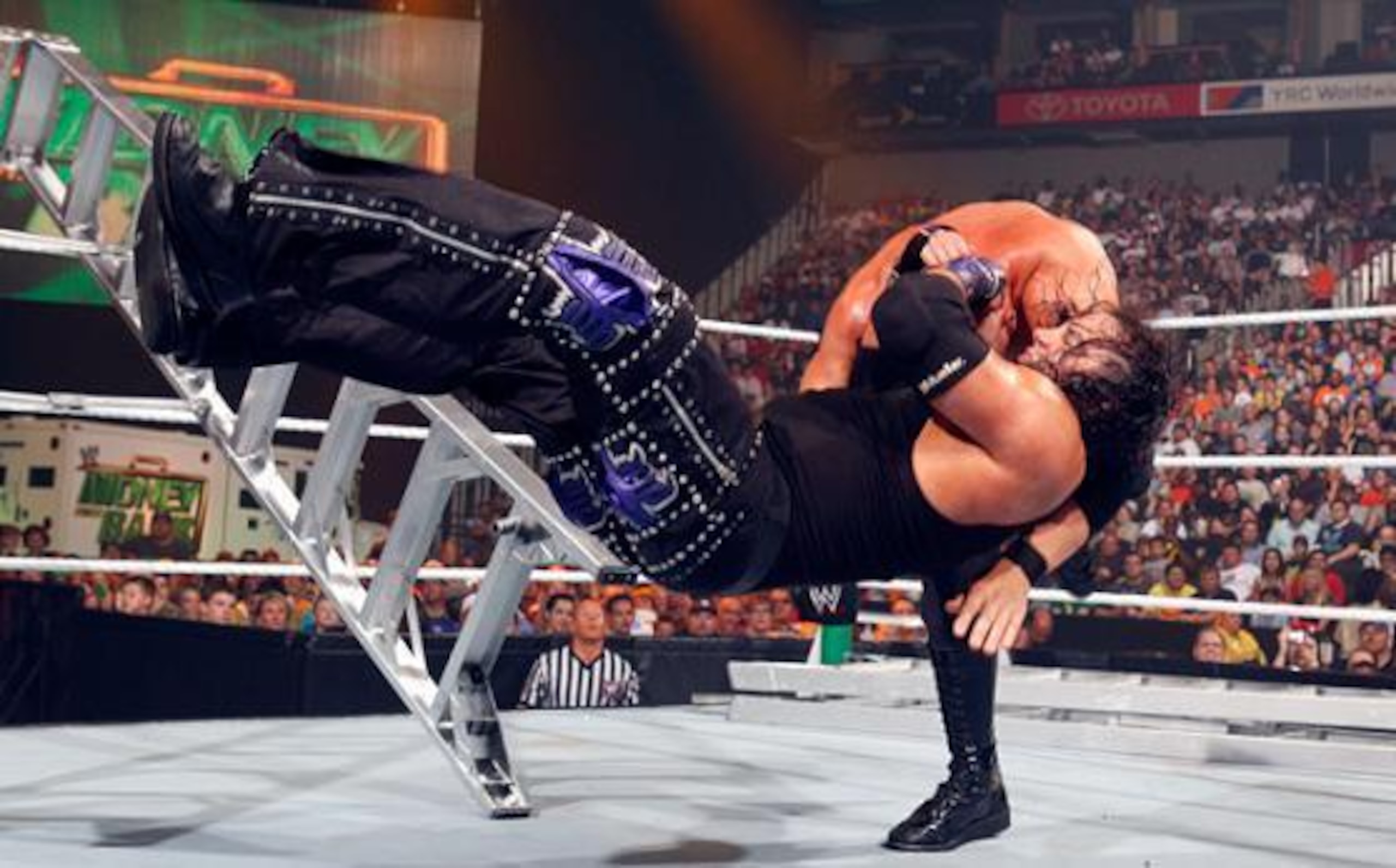 Matt Hardy connects with the Twist of Fate on Kane.