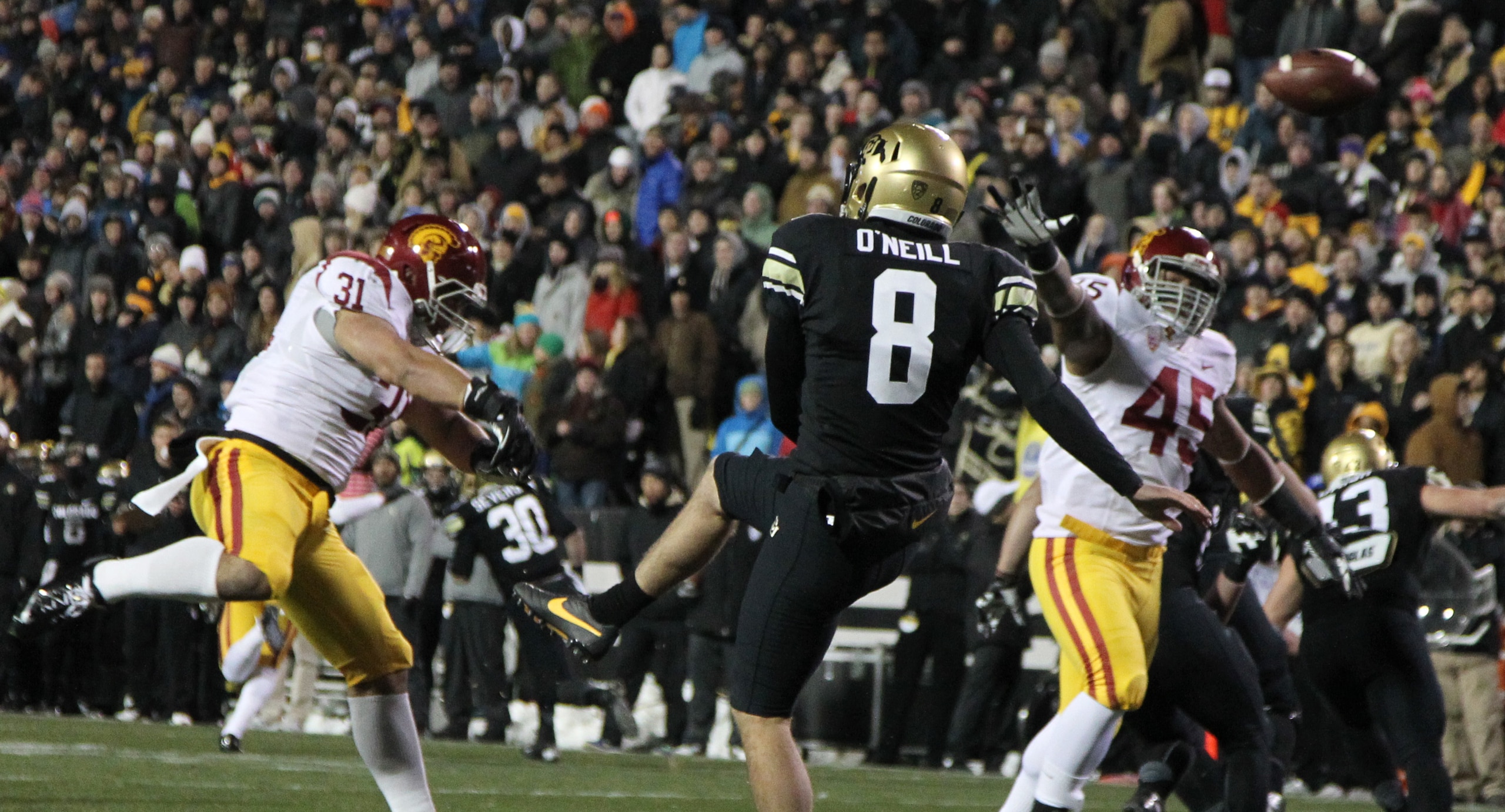 You can block a punt in a lot of ways, but you can't leap over a guy to do it.