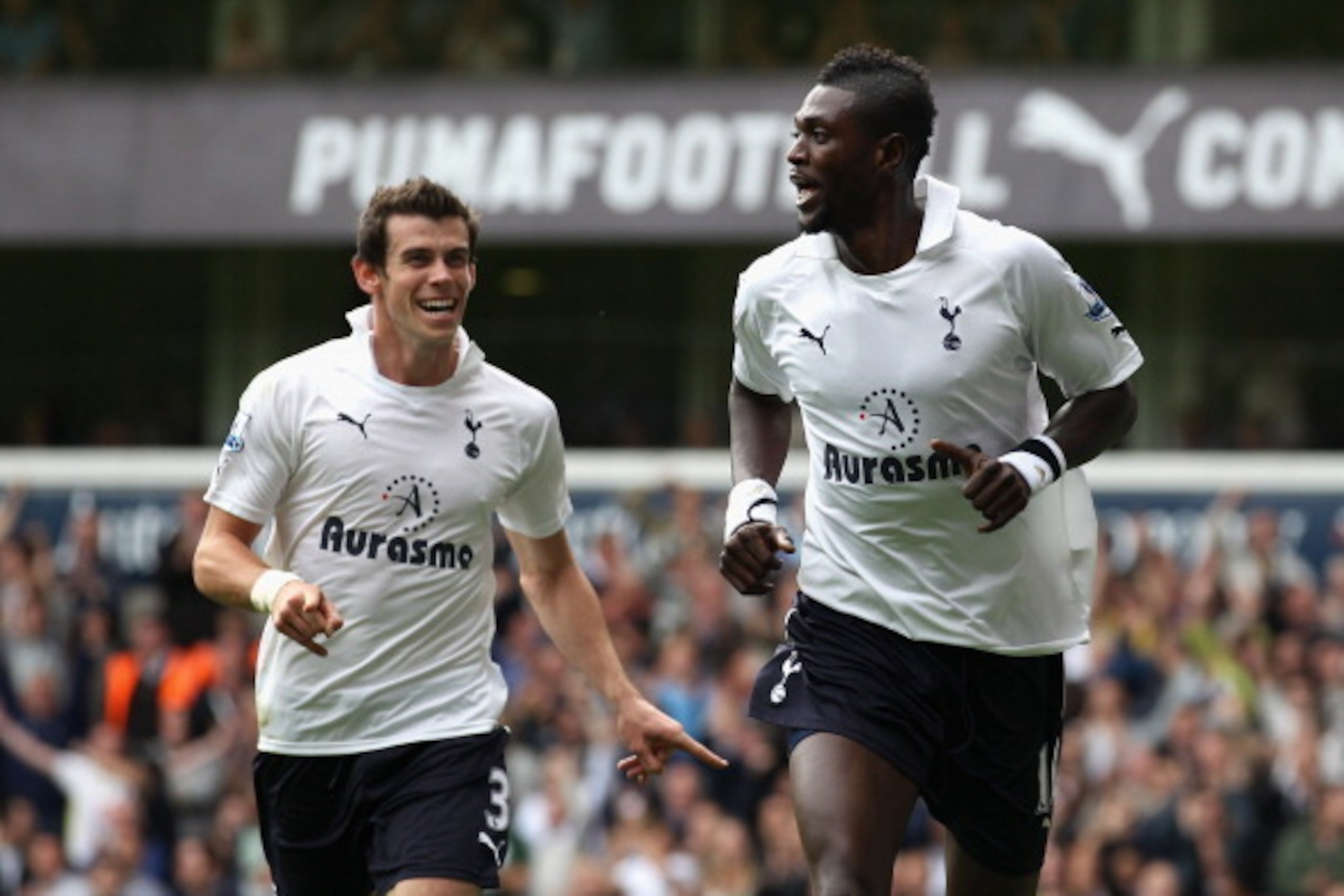 Emmanuel Adebayor was an immediate hit at Tottenham after joining on loan.
