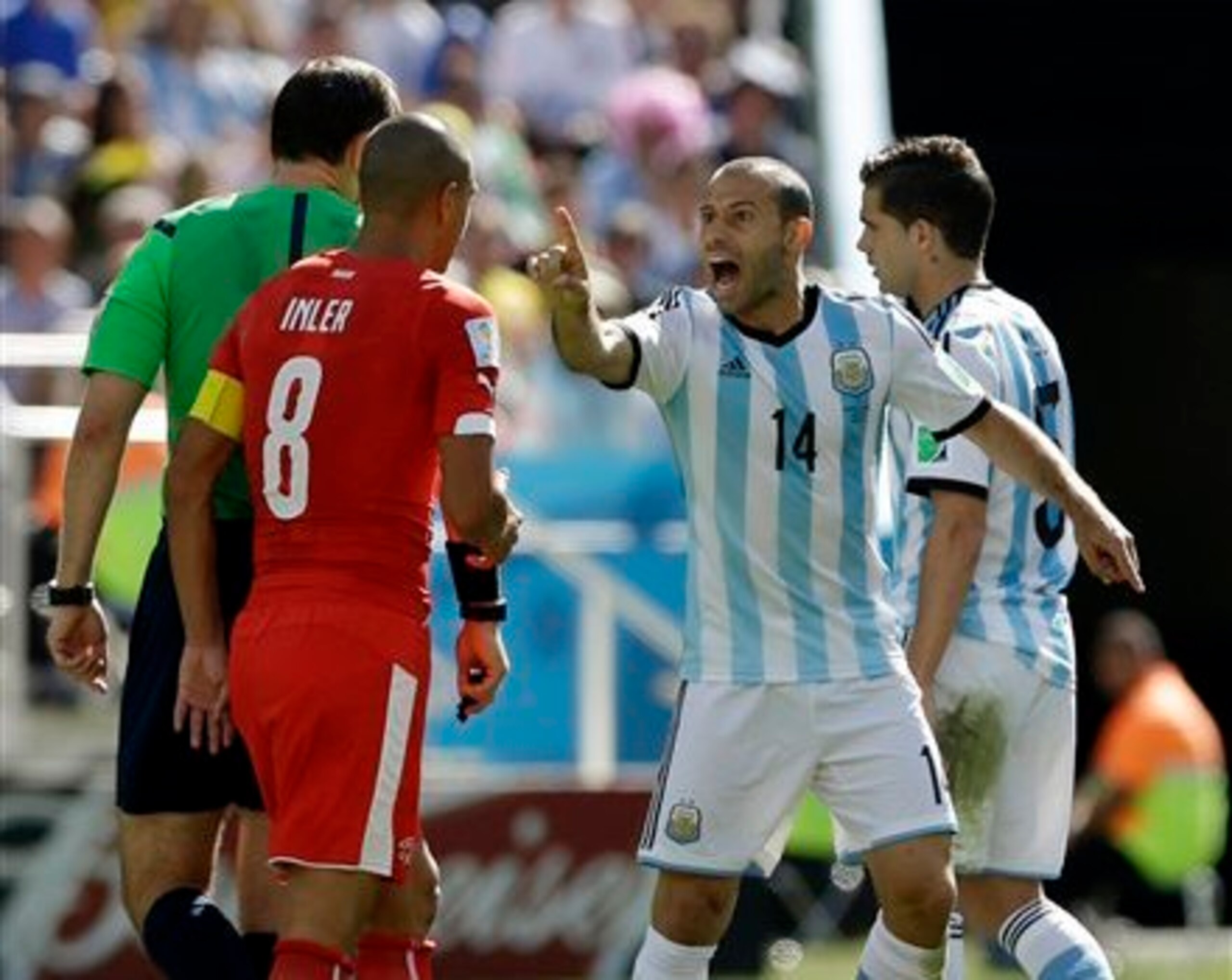 Javier Mascherano was unhappy at the amount of free kicks given against him.