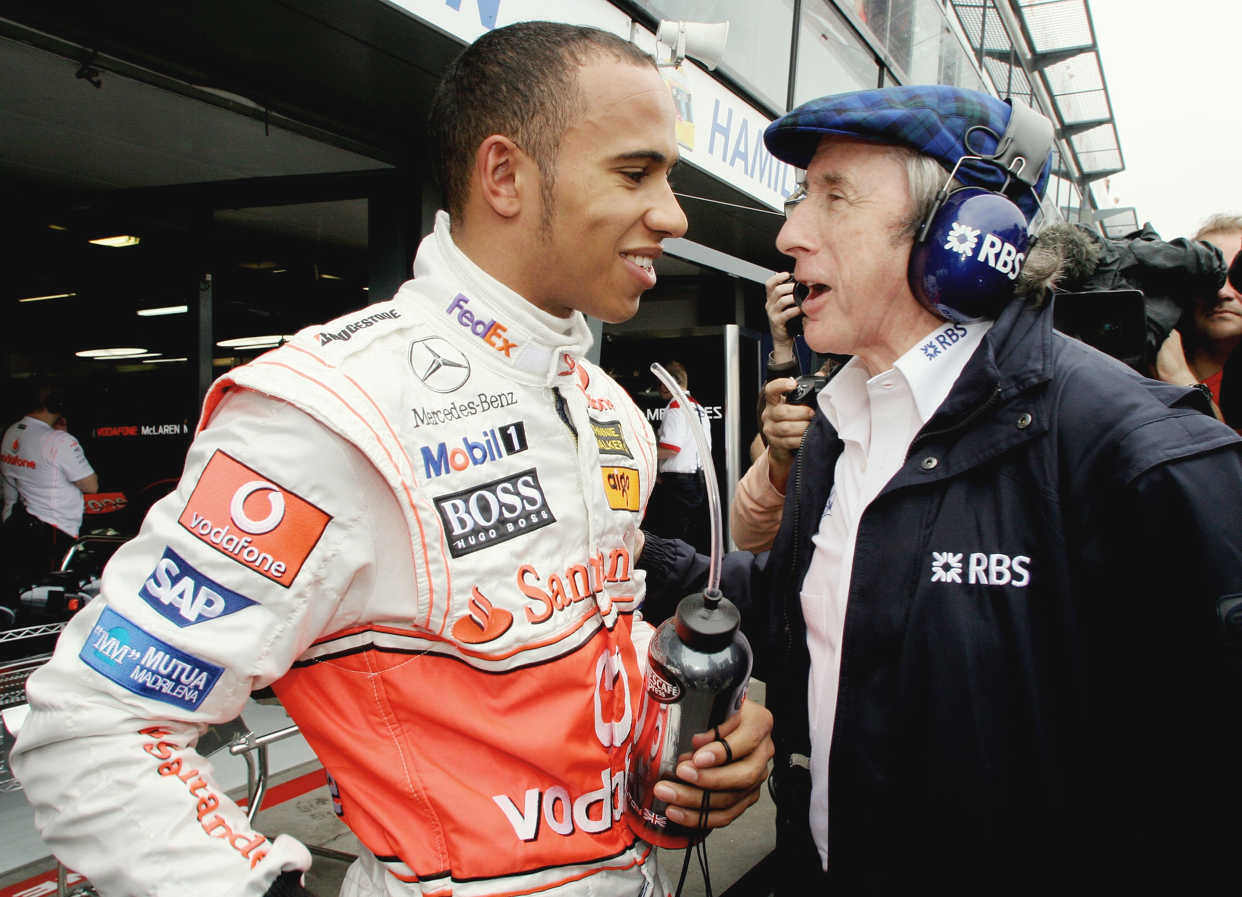 Lewis Hamilton and Jackie Stewart. Lewis Hamilton and Jackie Stewart.