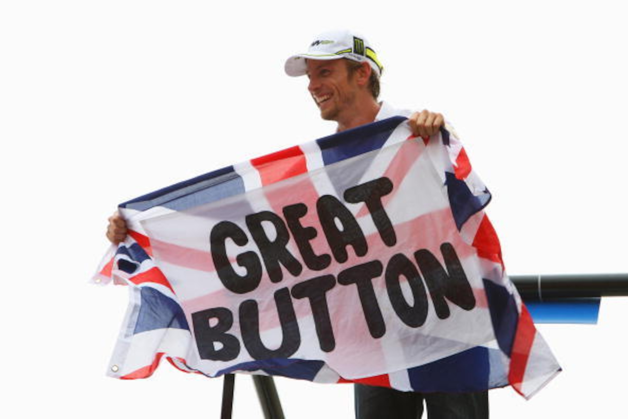 Button celebrating his 2009 championship. Button celebrating his 2009 championship.