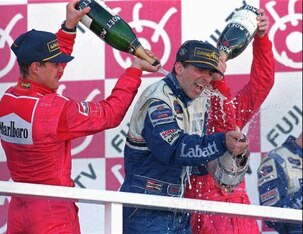 Hill celebrates his 1996 World Championship.