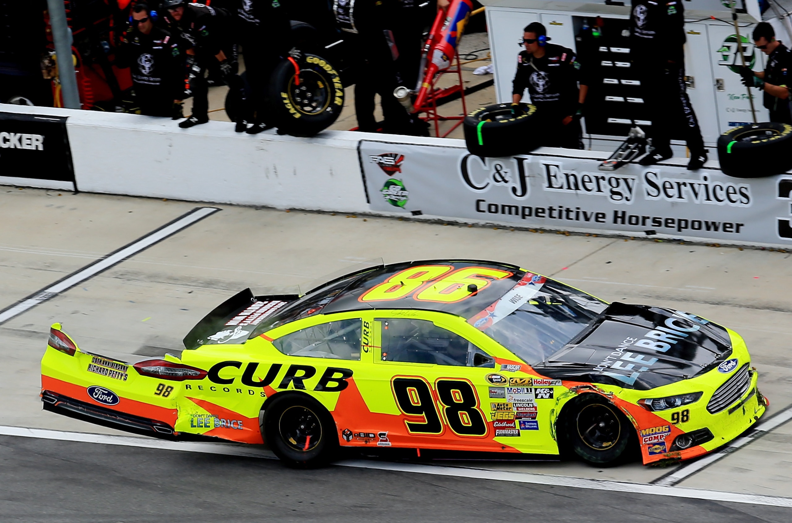 Whoops. Josh Wise's No. 98 machine left something behind on this pit stop at Daytona.