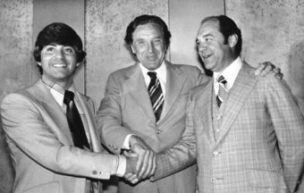 Eddie DeBartolo, Joe Thomas and Ken Meyer, before things got bad.