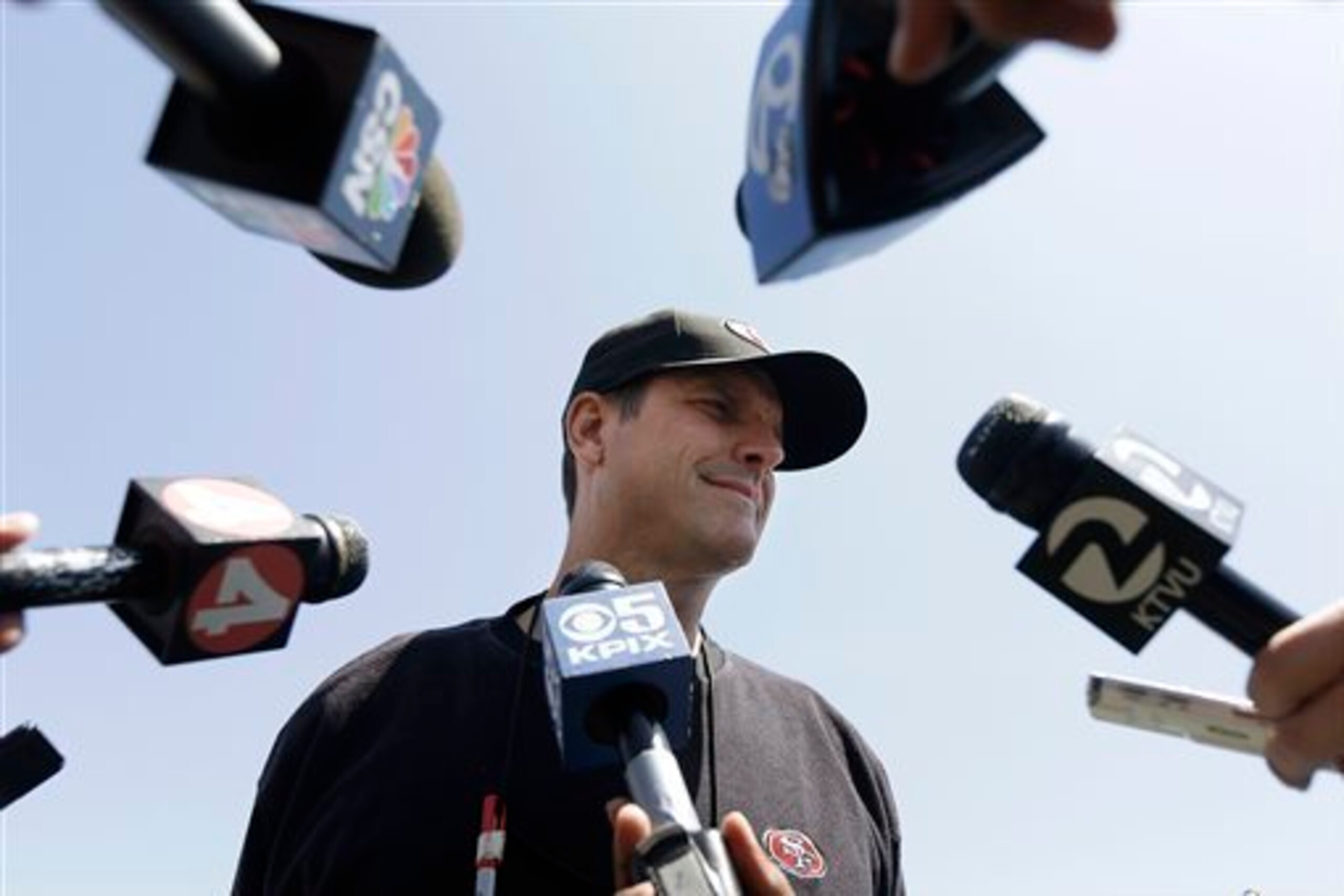 49ers head coach Jim Harbaugh begins the preparations for the team's upcoming training camp.