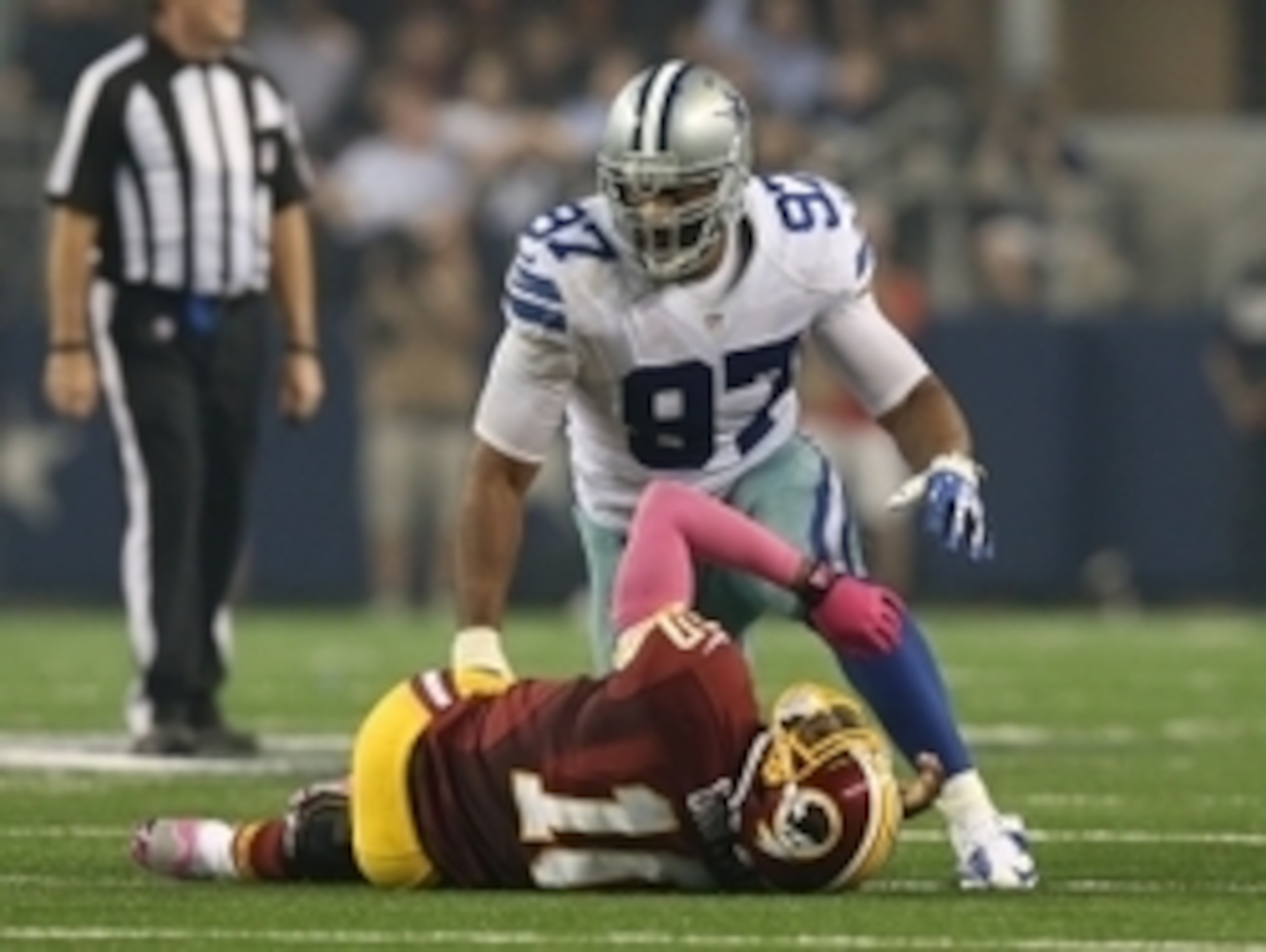 Robert Griffin III will be pleased to see Jason Hatcher on his own sideline this year.
