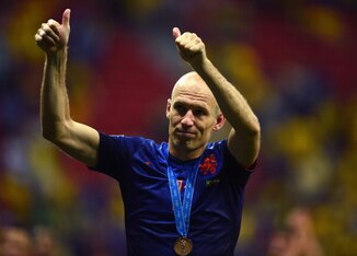 BRASILIA, BRAZIL - JULY 12:  Arjen Robben of the Netherlands acknowledges the fans after defeating Brazil 3-0in the 2014 FIFA World Cup Brazil Third Place Playoff match between Brazil and the Netherlands at Estadio Nacional on July 12, 2014 in Brasilia, B
