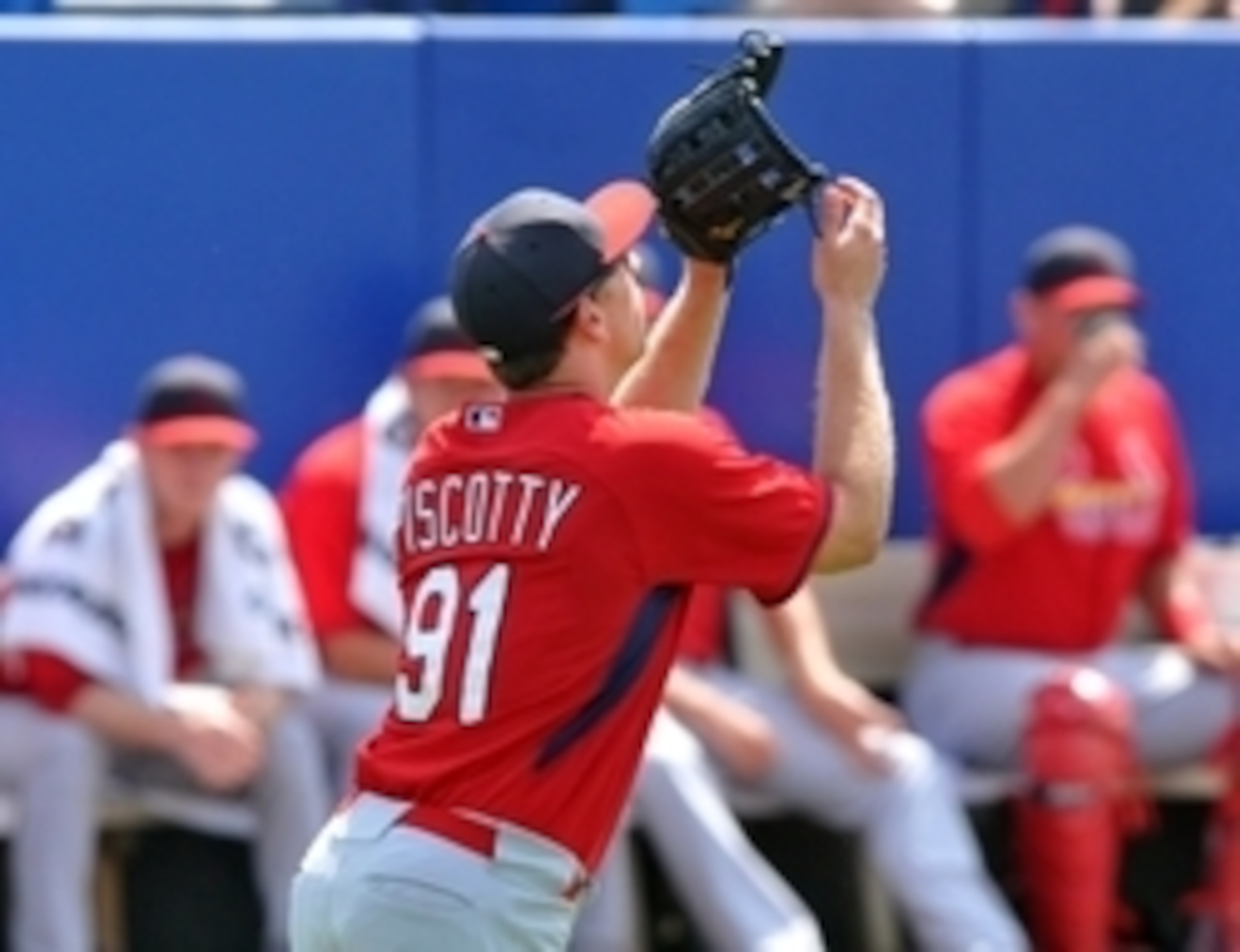 Stephen Piscotty makes a catch in a spring training game against the Mets on March 12.