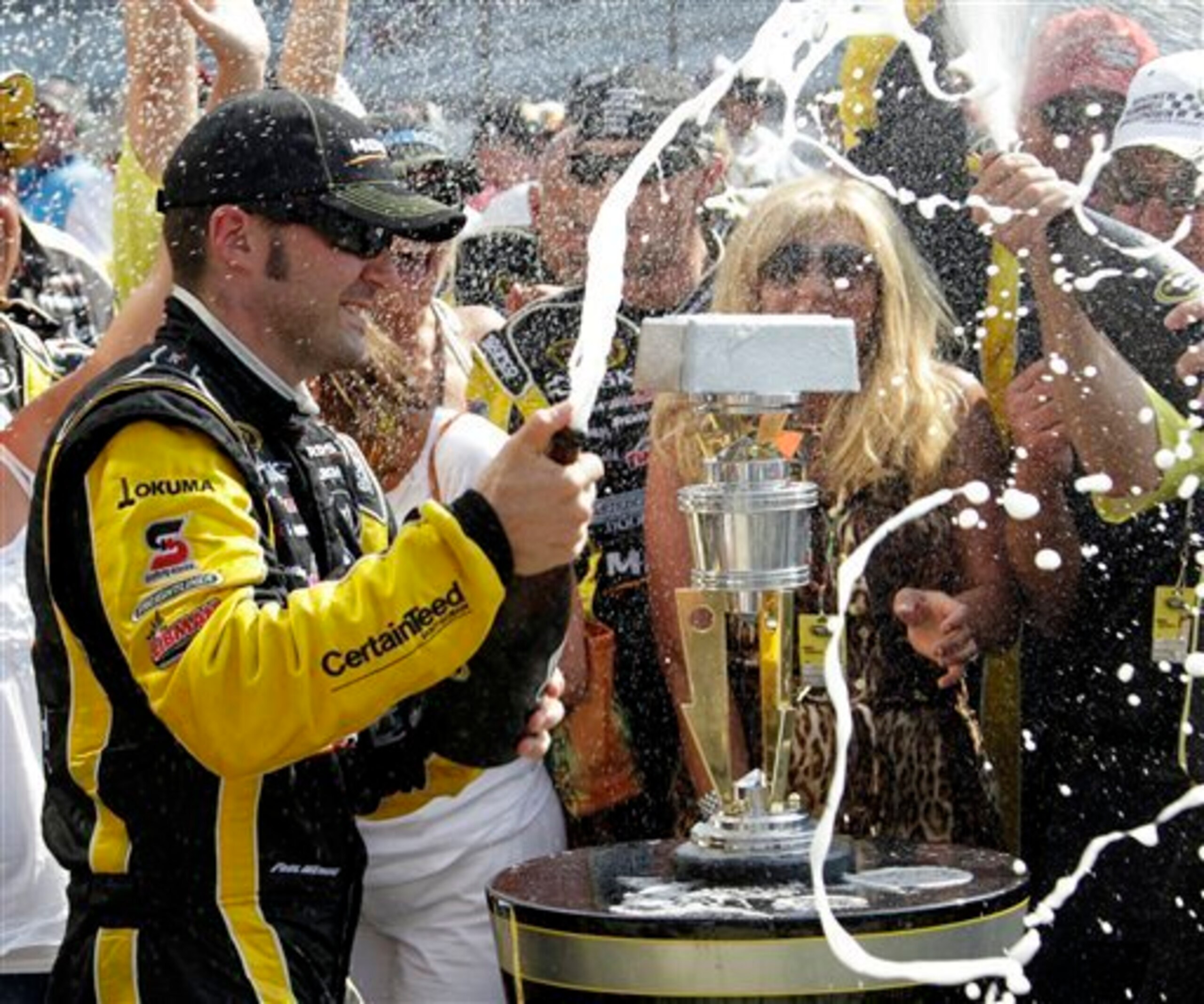 It was time to let the champagne flow when Paul Menard won at Indy in 2011. It was time to let the champagne flow when Paul Menard won at Indy in 2011.