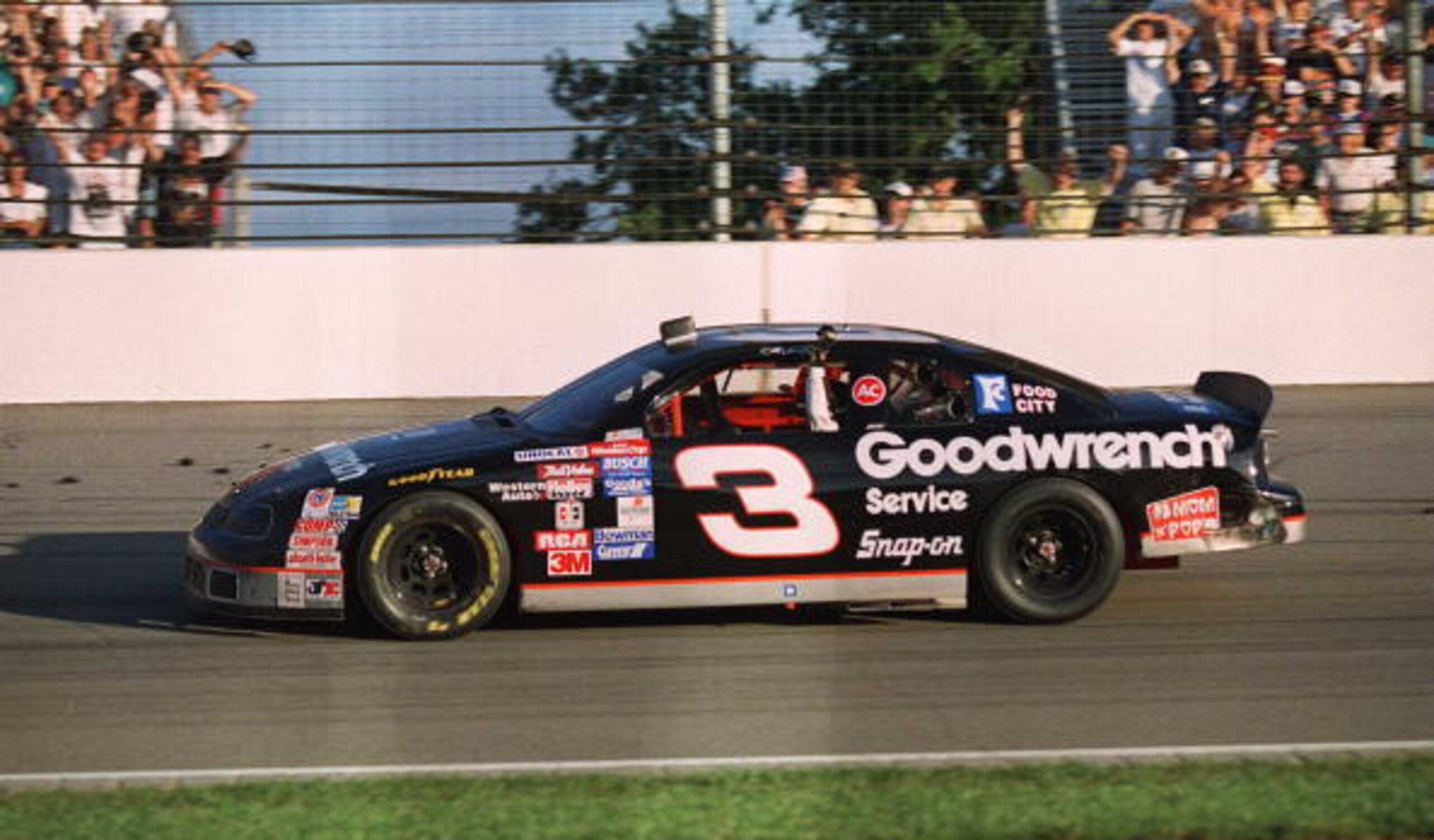 Dale Earnhardt won the Brickyard twice in his black No. 3 Chevy. Dale Earnhardt won the Brickyard twice in his black No. 3 Chevy.