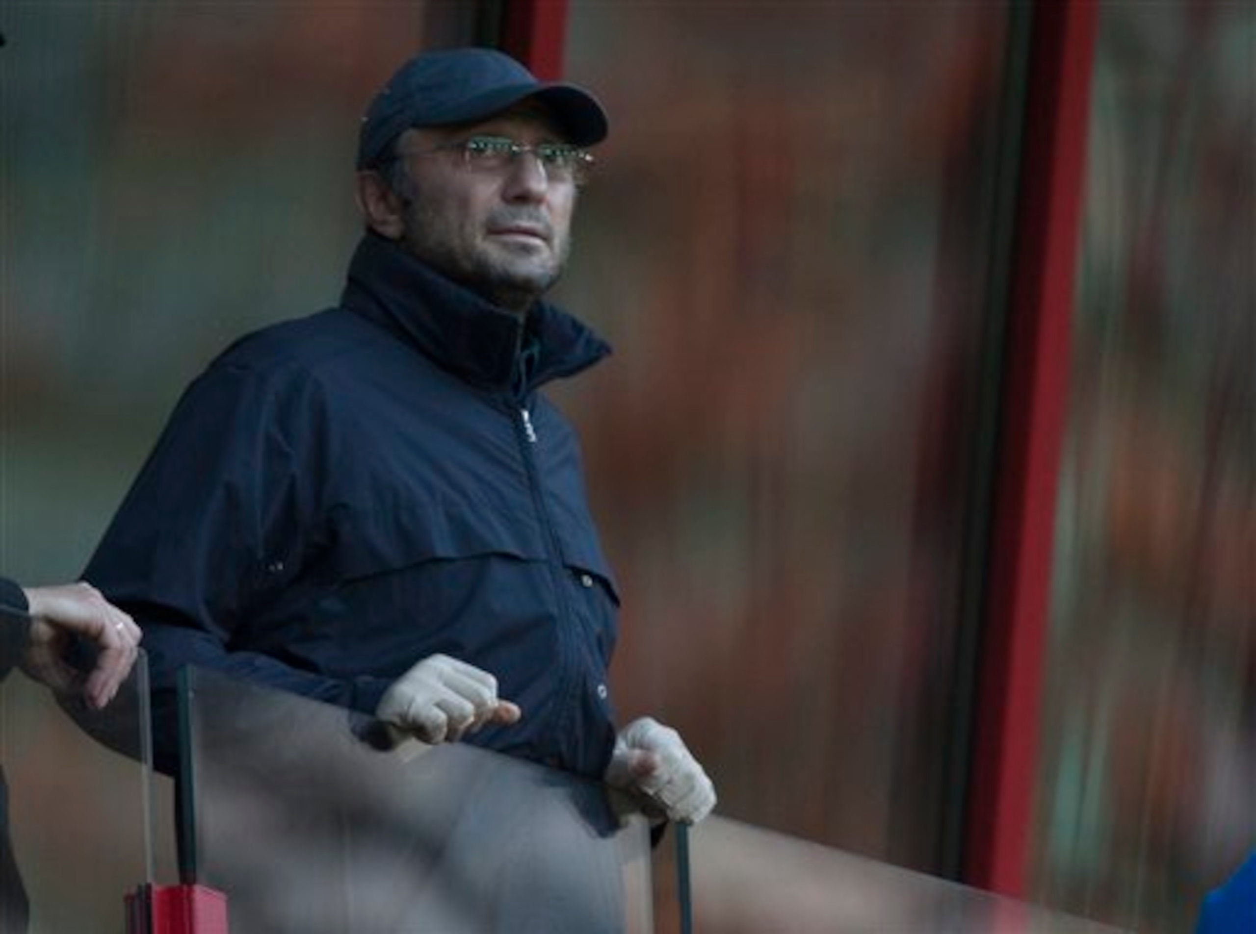Anzhi Makhachkala's owner Russian billionaire Suleyman Kerimov watches the game during the Europa League Qualifying phase soccer match between Anzhi Makhachkala and AZ Alkmaar at Lokomotiv stadium in Moscow,  Russia, Thursday, Aug. 23, 2012.(AP Photo/Alex