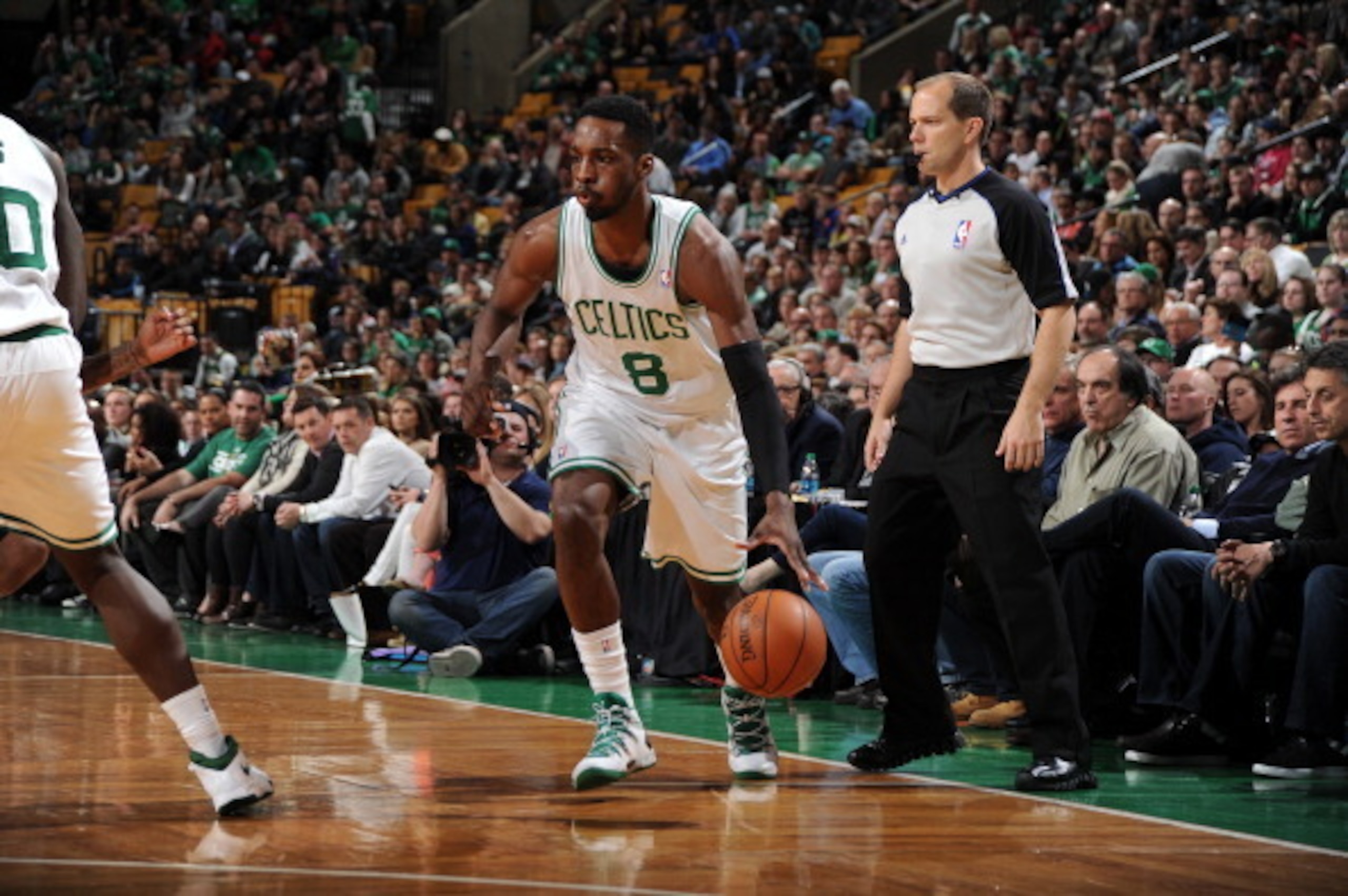 BOSTON, MA - APRIL 16: Jeff Green #8 of the Boston Celtics drives against the Washington Wizards on April 16, 2014 at the TD Garden in Boston, Massachusetts.  NOTE TO USER: User expressly acknowledges and agrees that, by downloading and or using this phot