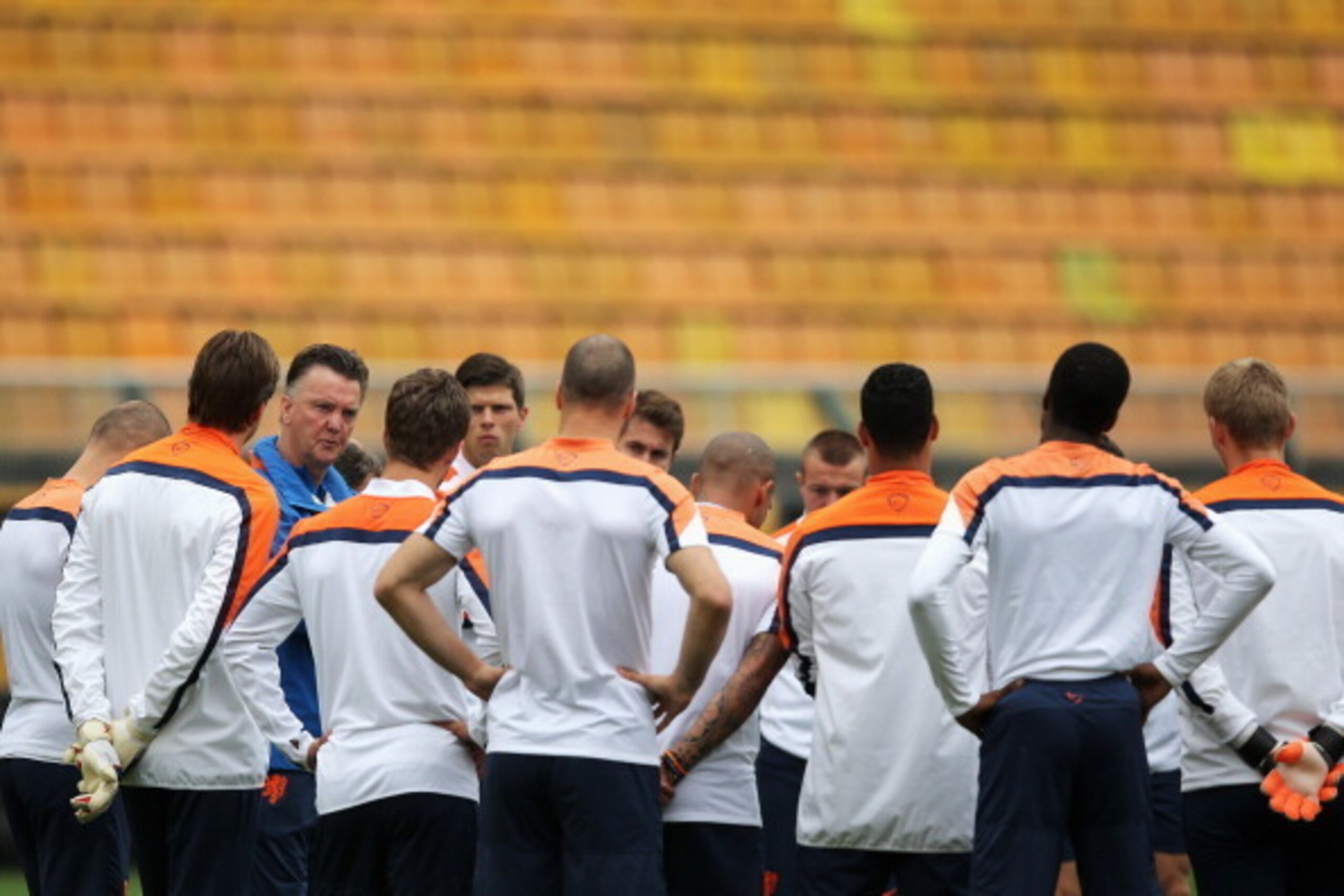 Louis van Gaal taking charge of the Netherlands' training at this year's World Cup.