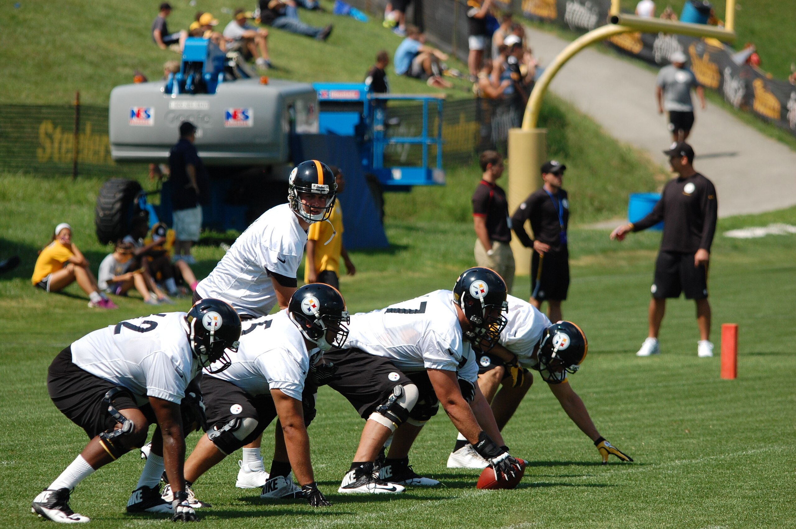 Wesley Johnson gets work at center with the third-team offensive line.