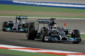 Lewis Hamilton and Nico Rosberg at the Bahrain Grand Prix.