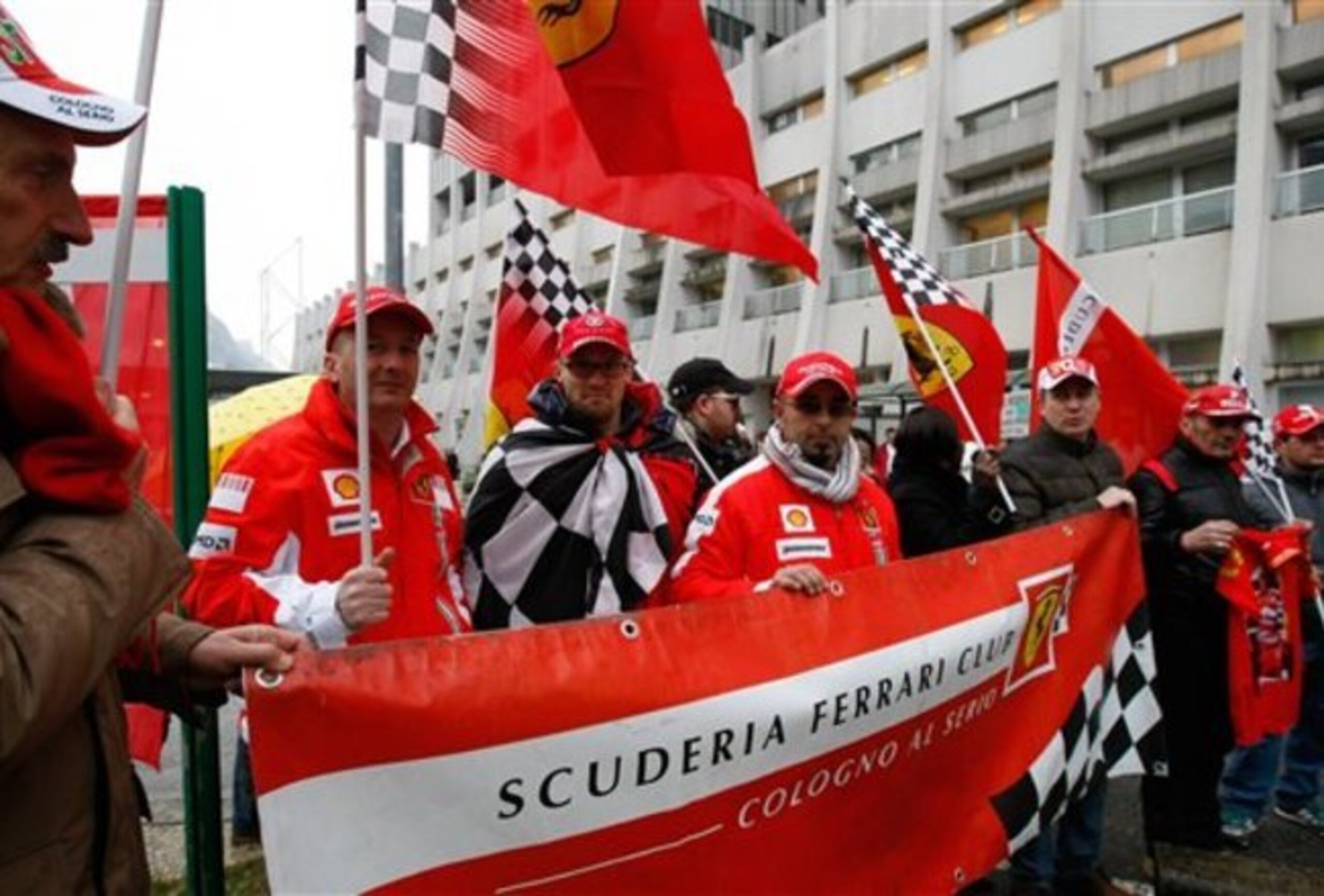 Fans show their support for Schumacher outside the hospital where he was being treated.