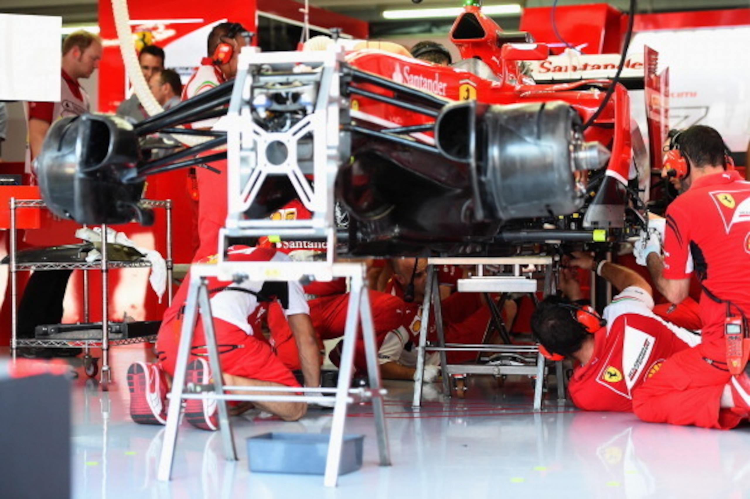 Ferrari mechanics at work