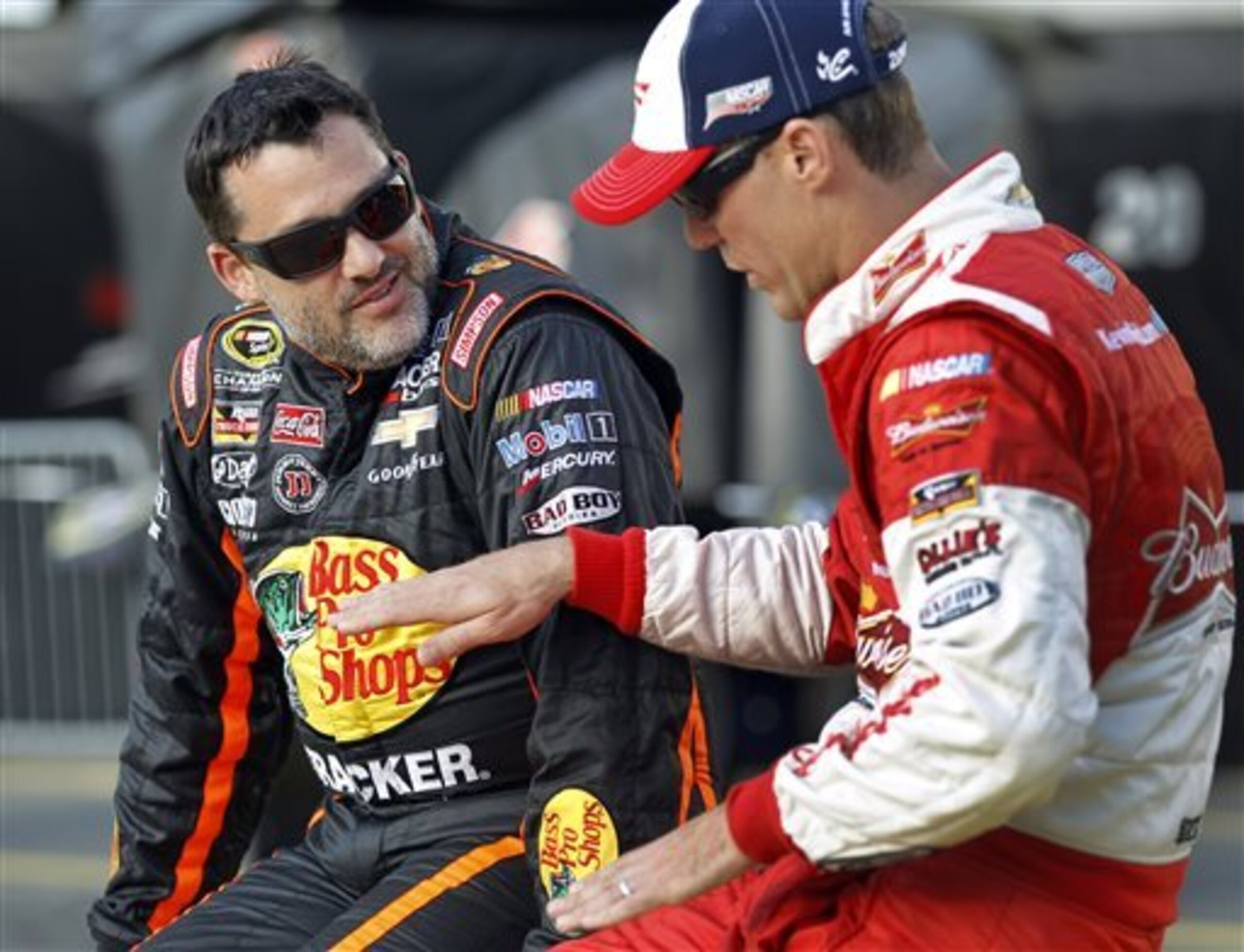 Tony Stewart (left) with Kevin Harvick