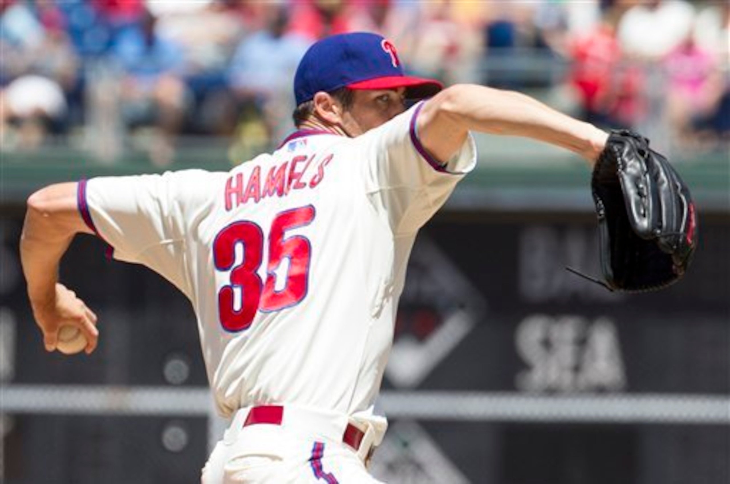 Cole Hamels headed the Phillies to a 2-1 win over the Giants on July 24.