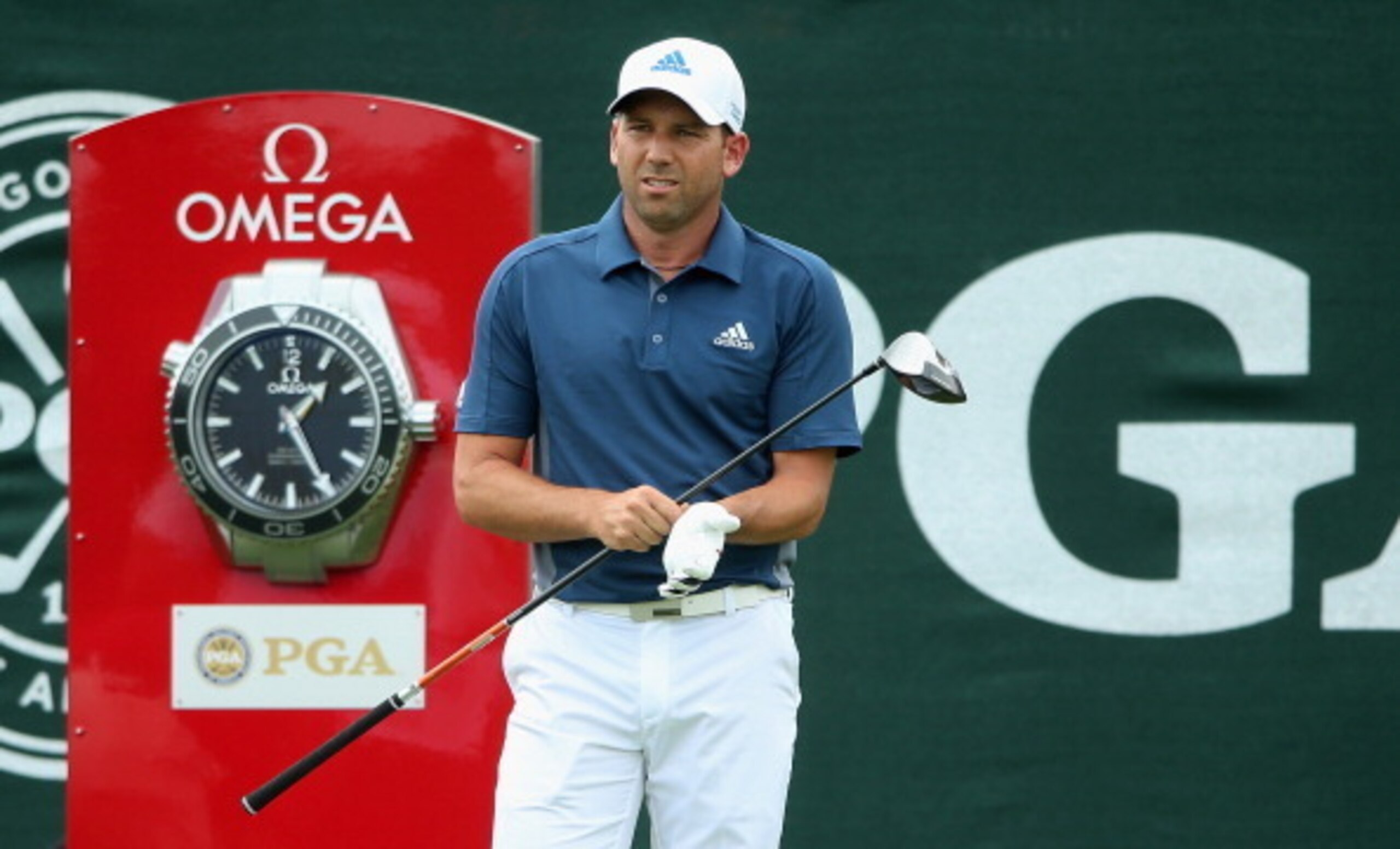 Sergio Garcia gets ready to tee it up Thursday.