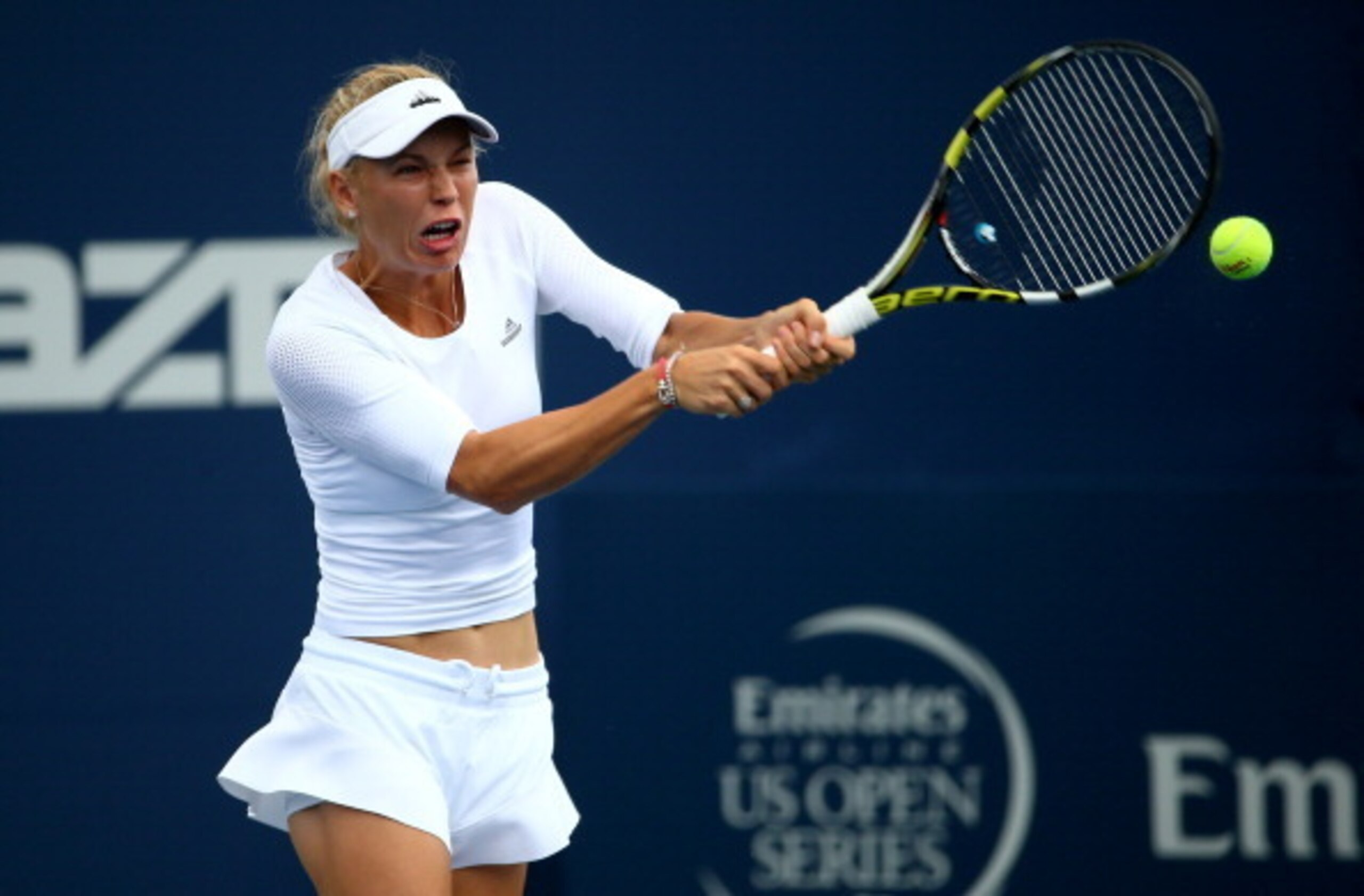 Caroline Wozniacki during her Rogers Cub match in Montreal.