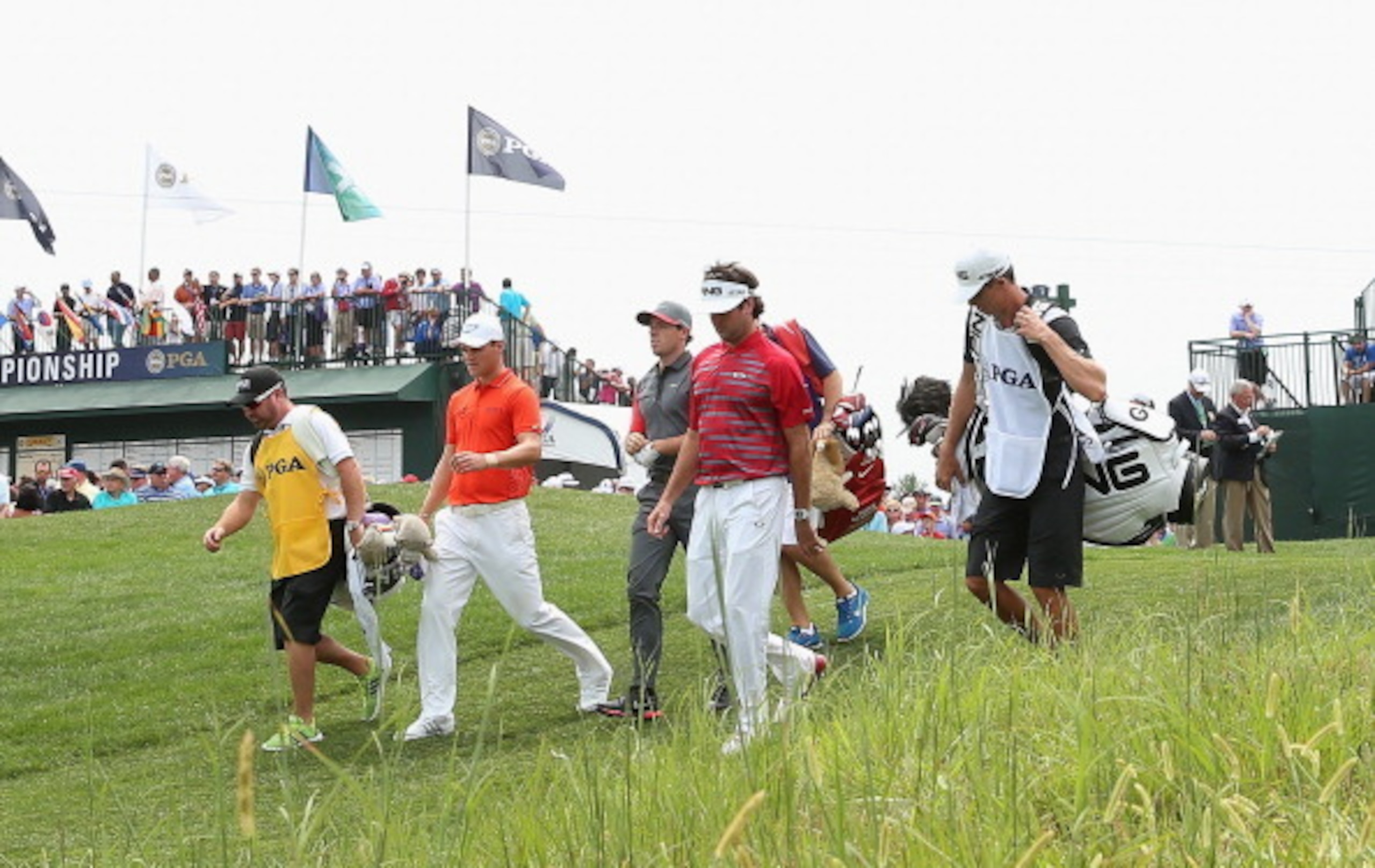 The first round was going well for this threesome of major champions—until they teed off on No. 10.