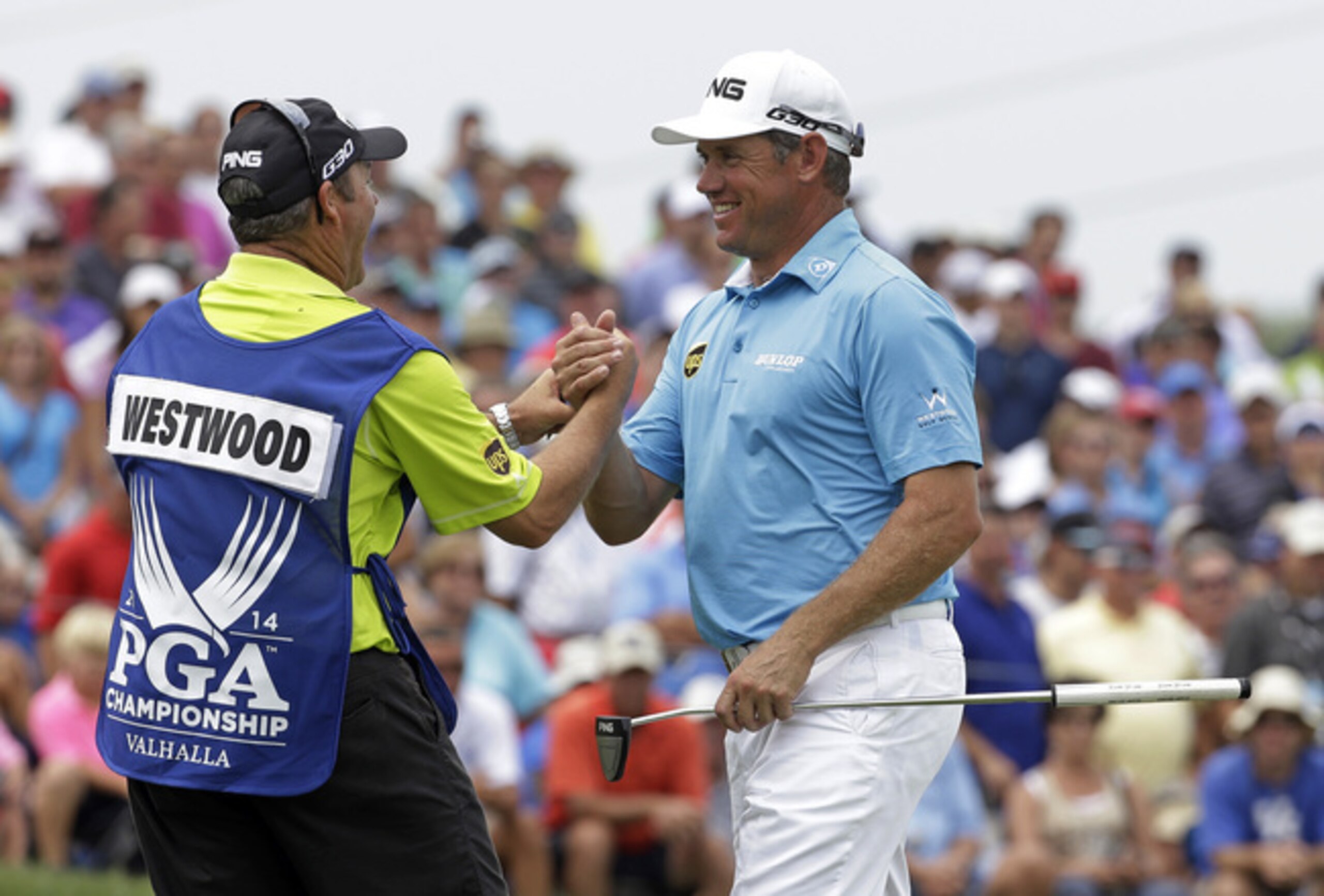 Lee Westwood was smiling after going low with a six-under 65 on Day 1.