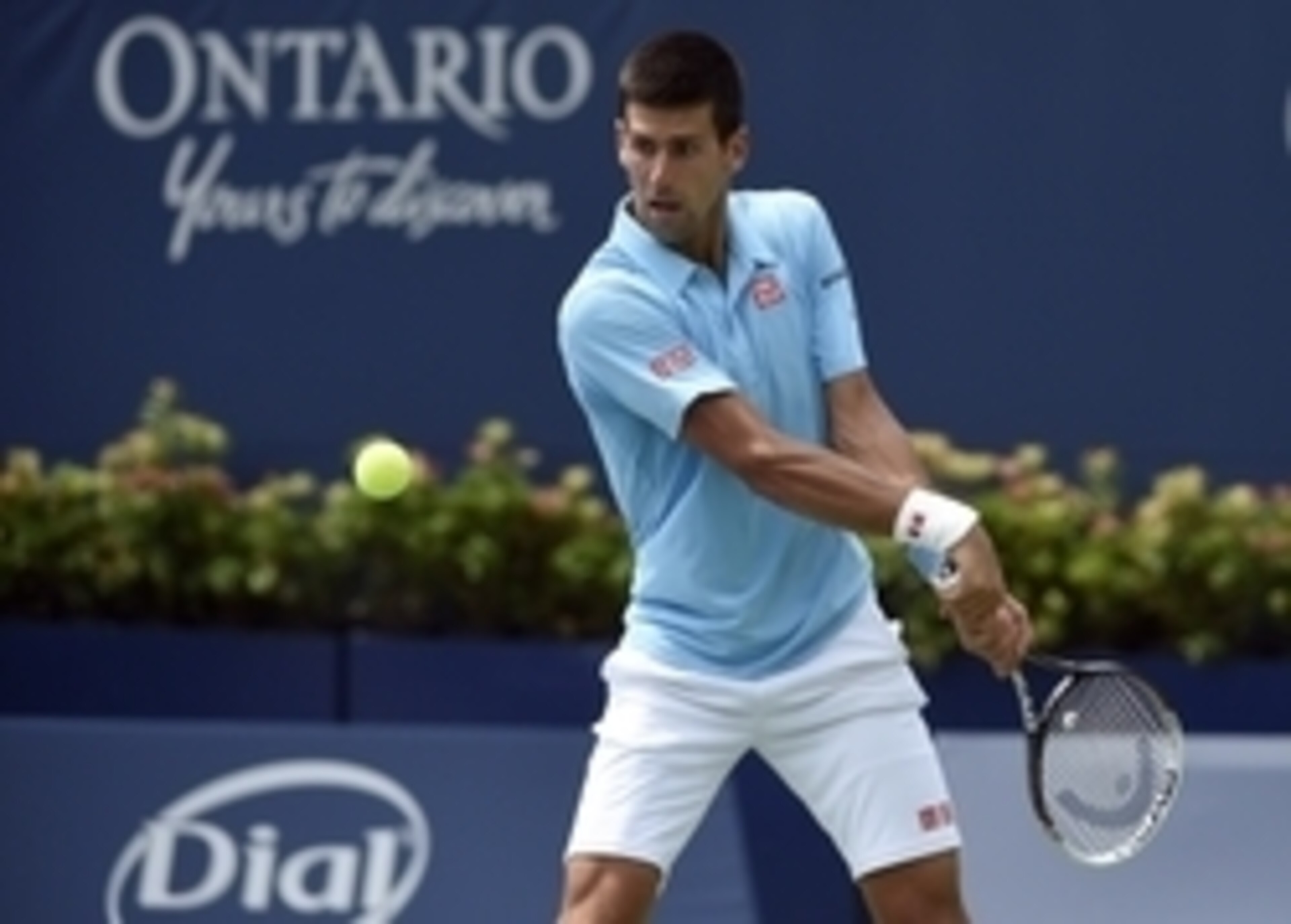 Novak Djokovic prepares to hit a backhand during a match at the 2014 Rogers Cup in Toronto.