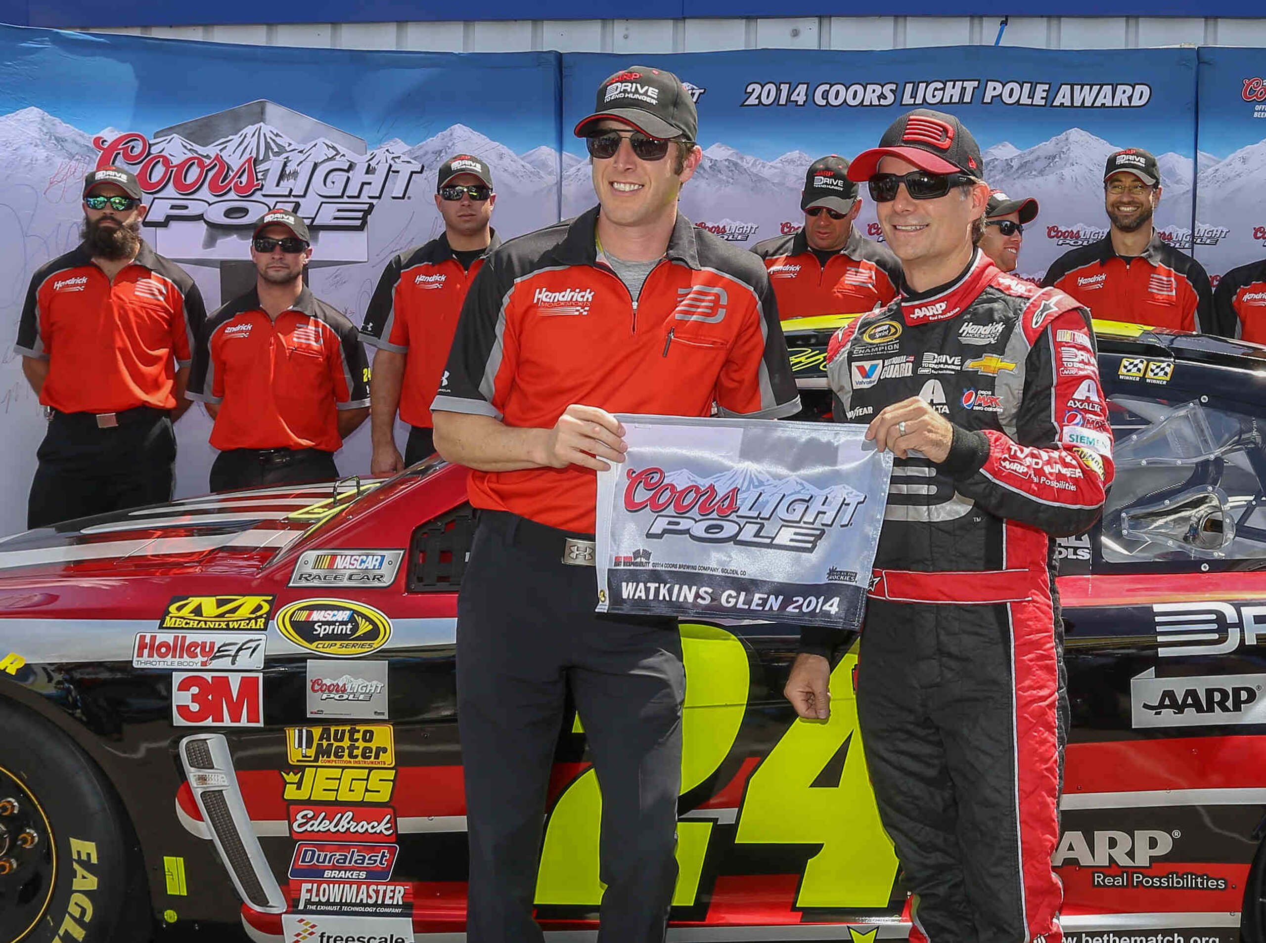 Sprint Cup pole winner Jeff Gordon (right) with crew chief Alan Gustafson