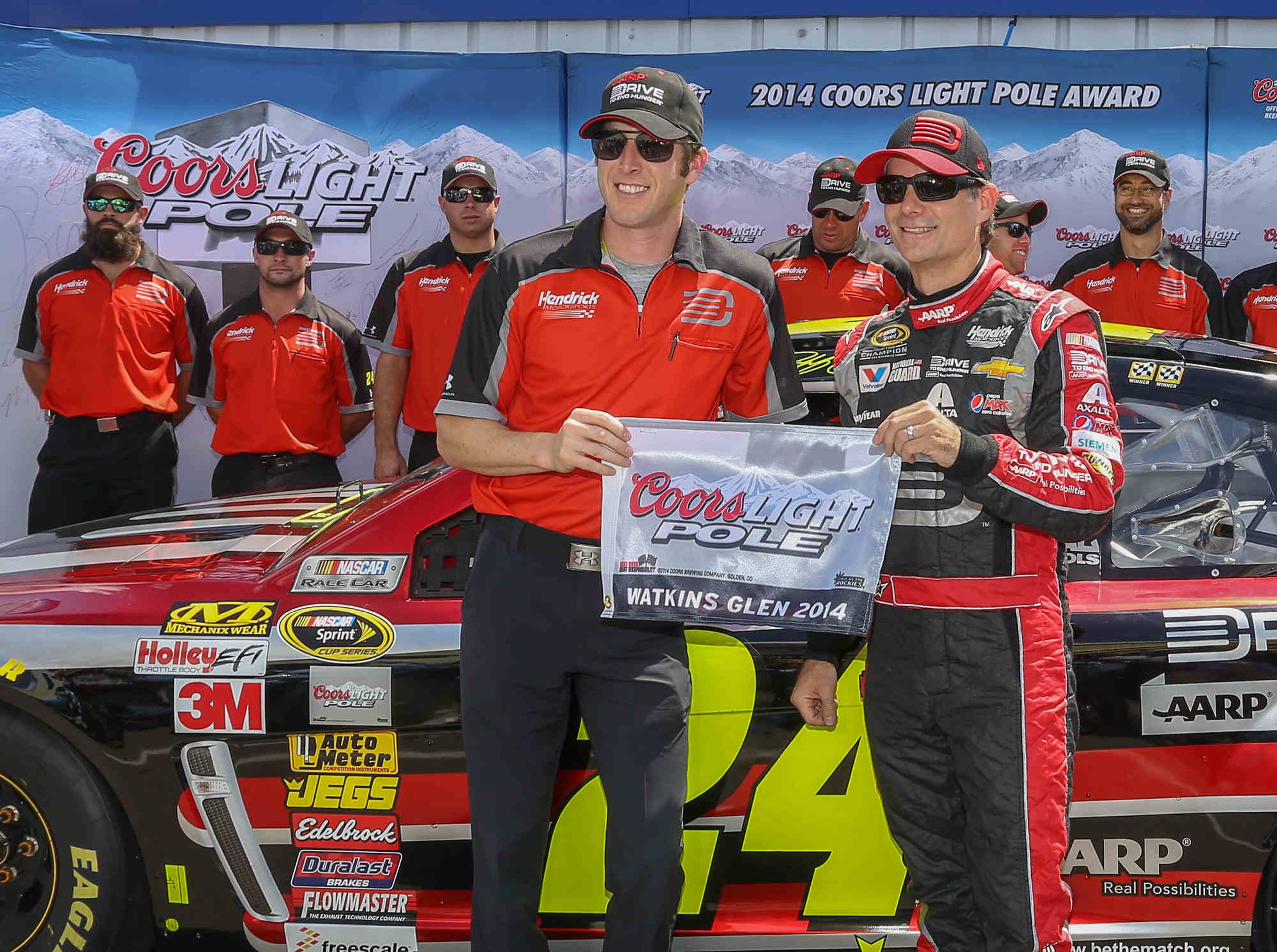 Sprint Cup pole winner Jeff Gordon (right) with crew chief Alan Gustafson