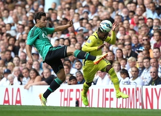 Danny Rose uses his head to get to the ball first in an impressive outing for the full-back.