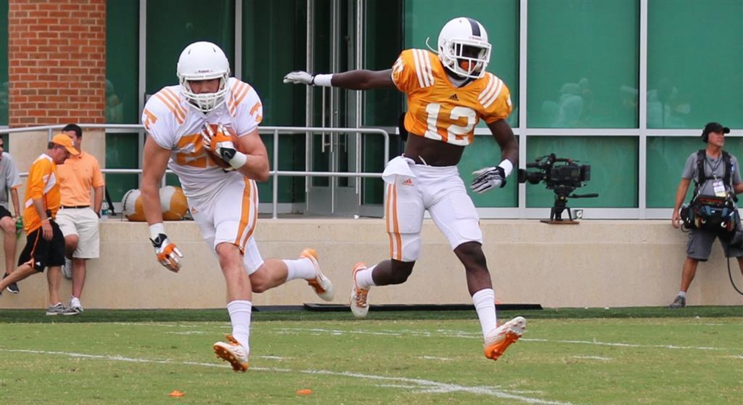 Tennessee sophomore wide receiver Josh Smith (25) has been one of the talks of camp.