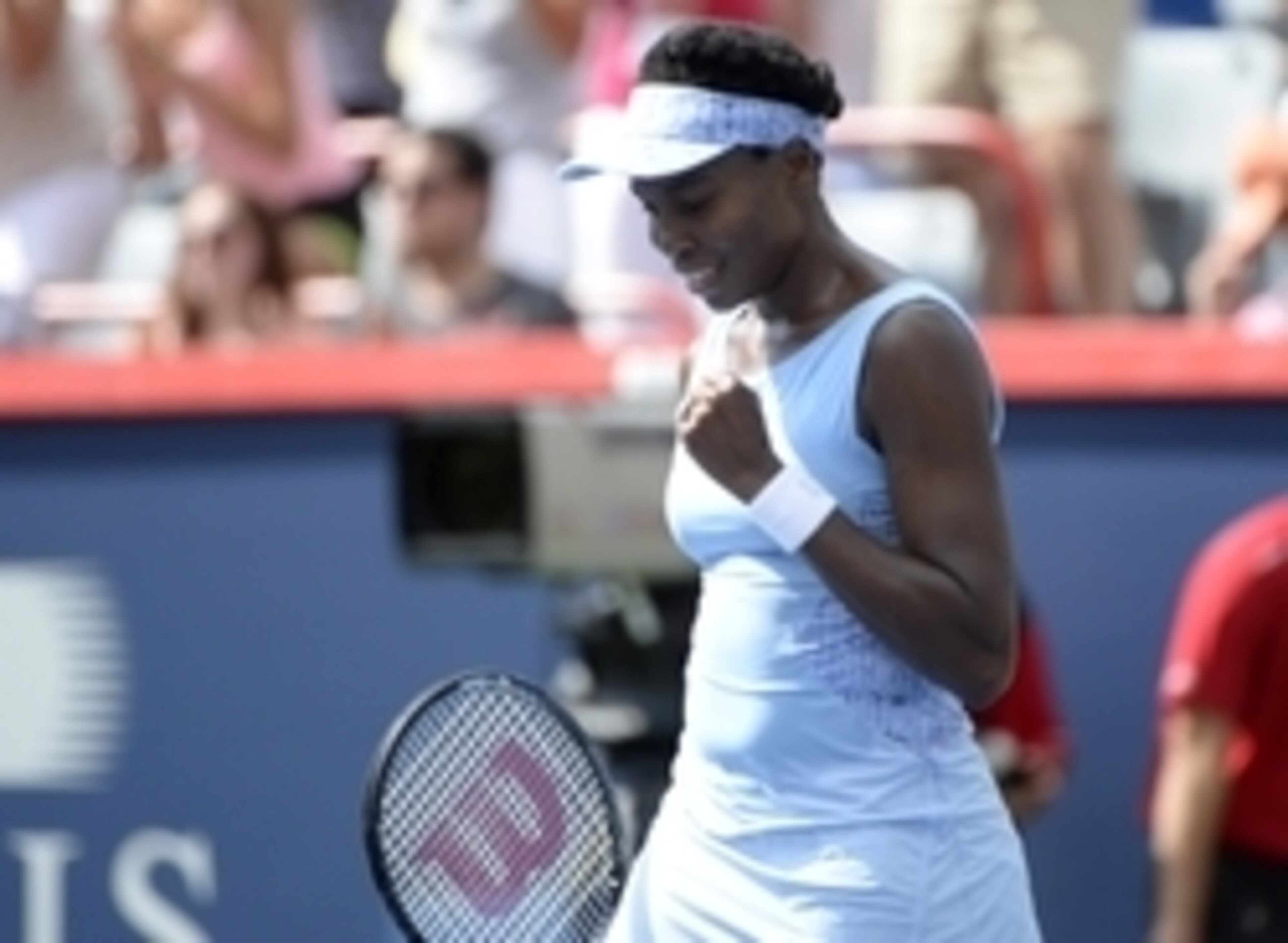 Venus Williams, No. 17 in these rankings, celebrates a win over younger sister Serena Williams at the Rogers Cup.